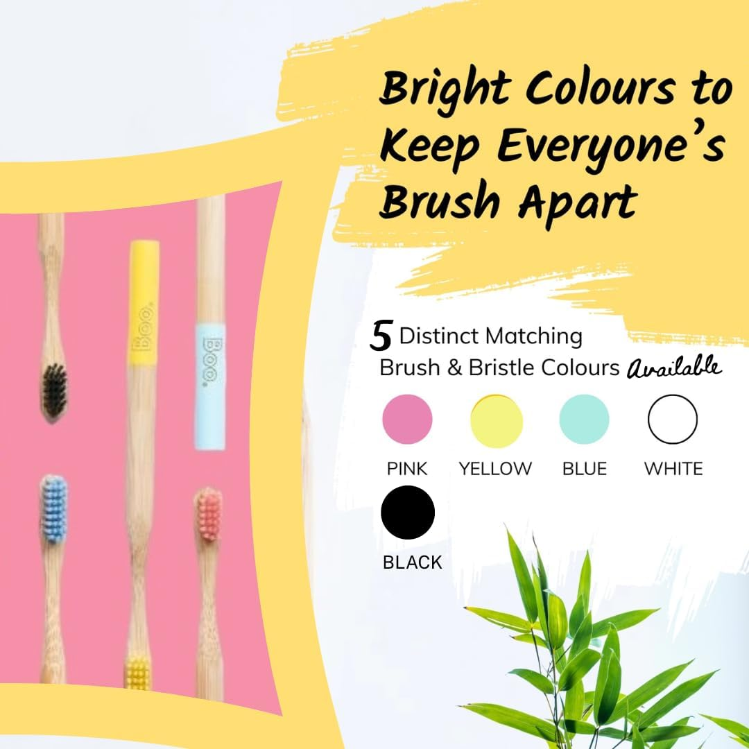 The Boo Collective Bamboo Children Toothbrush Set, Soft Toothbrush for Kids and Toddlers, Black Children Toothbrushes with Soft Bristles, Vegan, Sustainable, Australian-Owned Brand, Pack of 4 image number 1