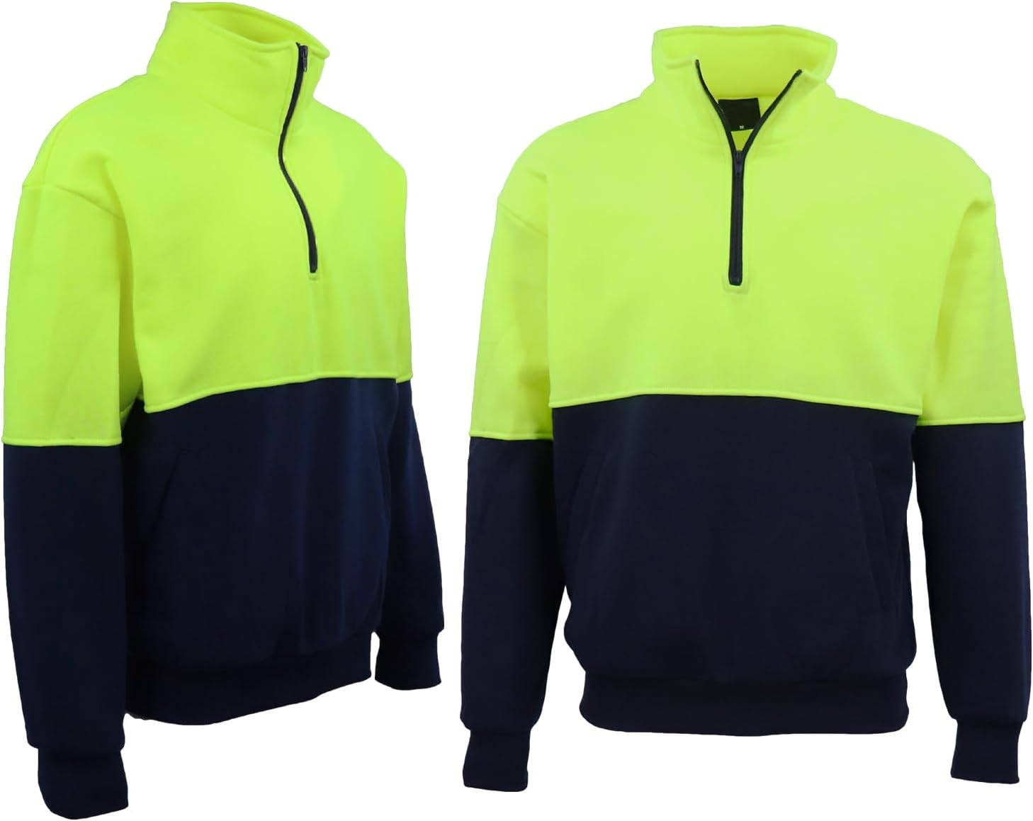 Zmart Australia Hi Vis Safety Fleecy Half Zip Pullover Jumper Jacket Sweater Shirts Workwear