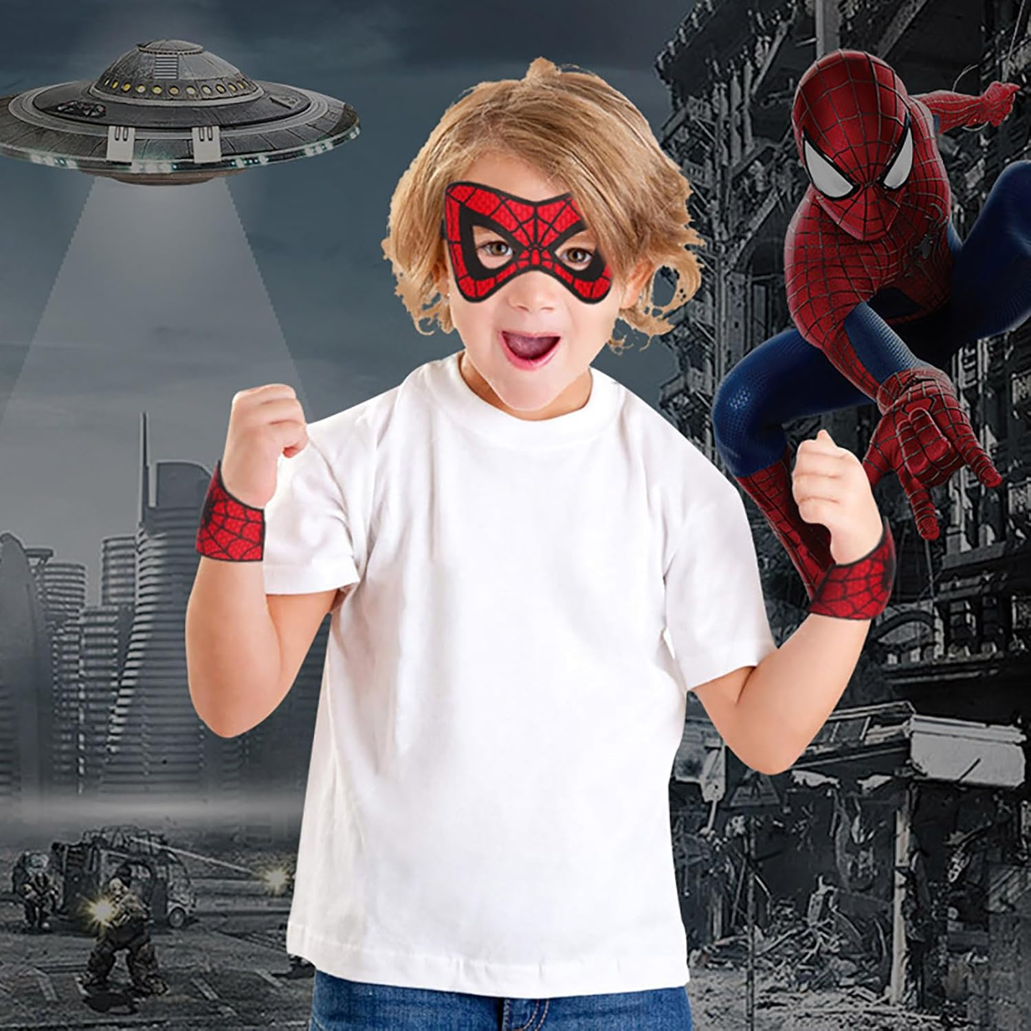 Pper-Jie Spider Mask for Kids Halloween Spider Costume Masks with Wristbands for Boys Party Cosplay image number 2