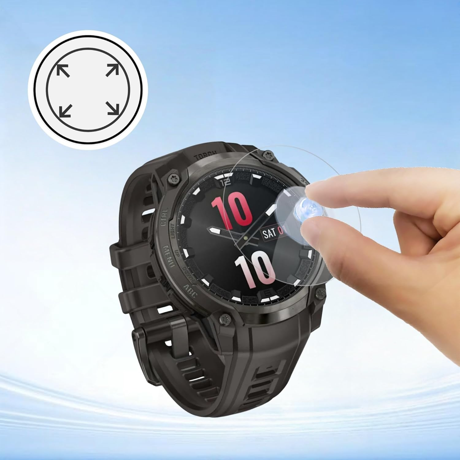 Screen Protector Compatible with Garmin Instinct Crossover AMOLED (Pack of 3) Smartwatch HD Anti-Scratch Glass Screen Protector image number 3