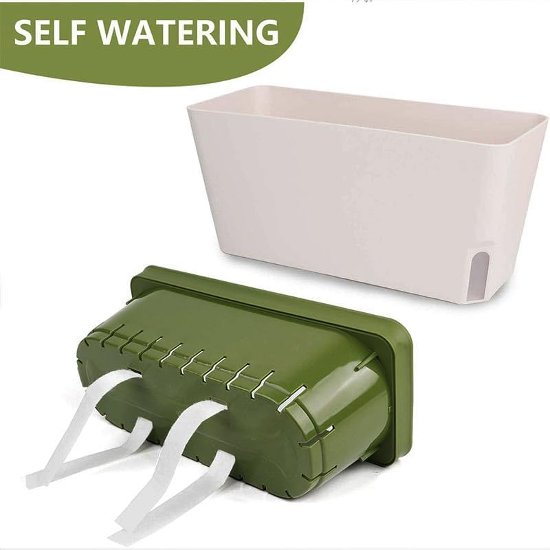 AIMALL Self-Watering Balcony Vegetable Pot for Growing Cilantro, Onions, Herbs, and Vegetables &ndash; Rectangular Special Box for Potted Plants &ndash; Convenient and Efficient Gardening Solution, 10.6 X 4.6 X 5 image number 1
