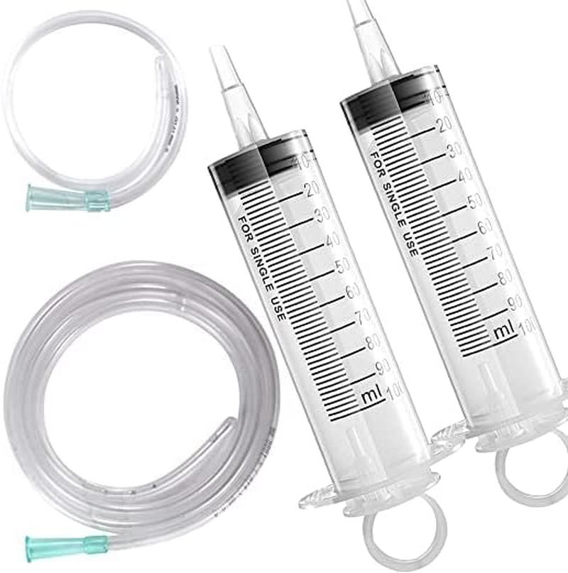 100Ml Syringe with 31.5 Inch Plastic Tube for Glue Dispensing, Scientific Laboratory, Watering, Filtration, Pet Feeding(2 PCS)