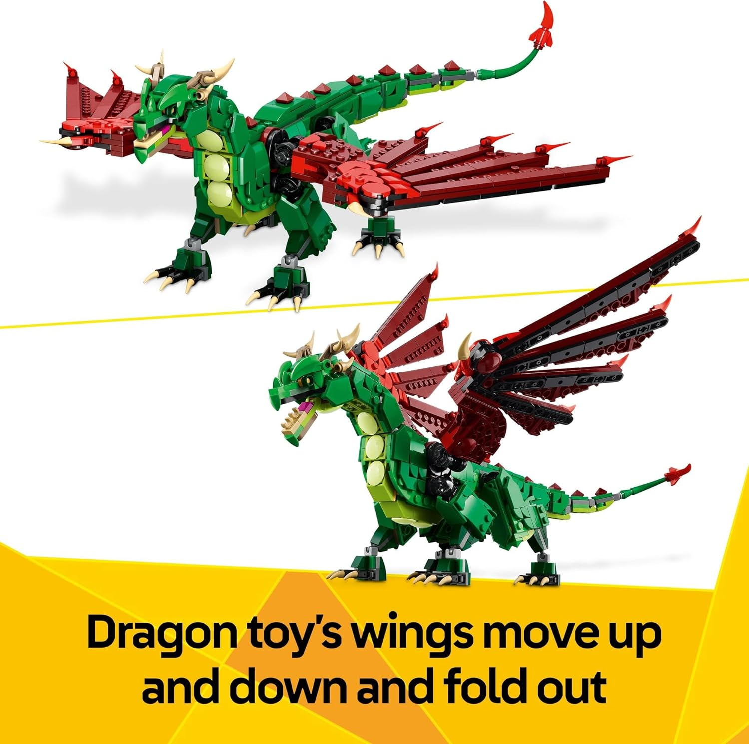 LEGO Creator 3In1 Medieval Dragon Toy for 9+ Year Old Boys & Girls, Construction Kit Rebuilds into a Sea Serpent or a Phoenix Animal Figure, Creative Kids Toy Building Set 31161