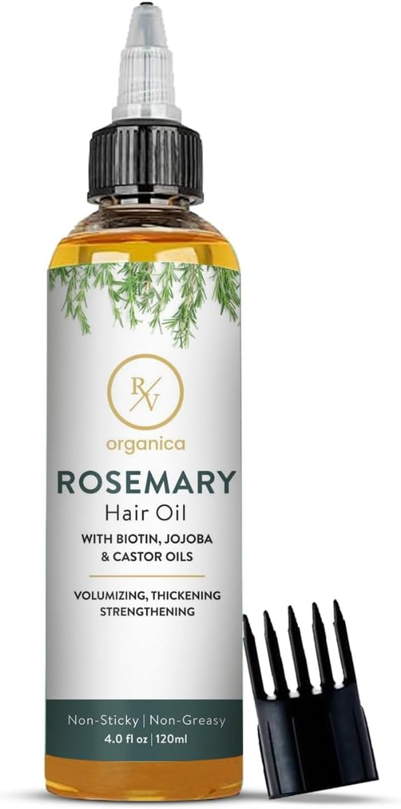 RV Organica Rosemary Oil for Hair | Infused with Biotin Jojoba and Castor Oil | for Strengthen and Thicker Hair | Soothes Dry Scalp | Men and Women Both | 4.05 Fl Oz image number 4