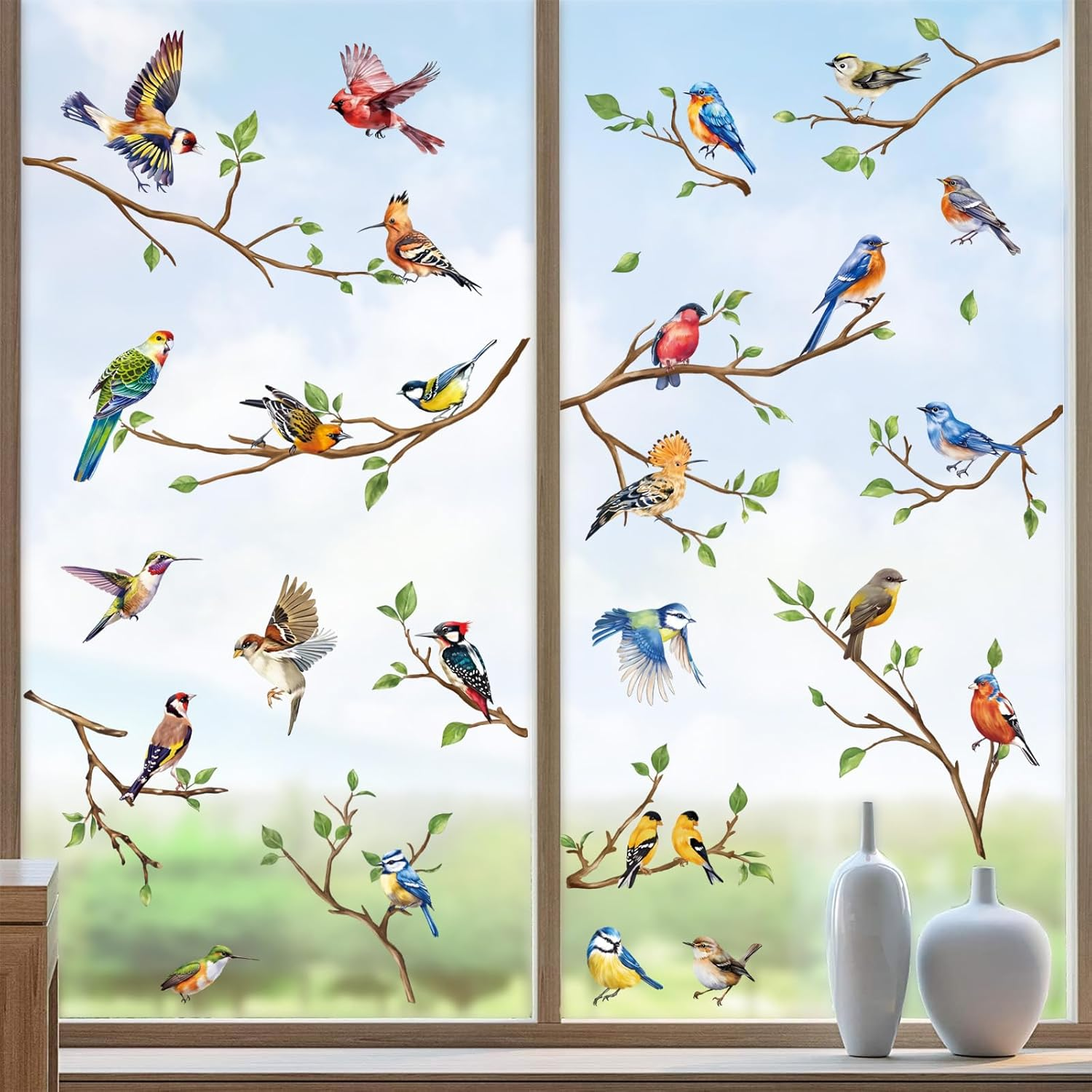 Decalmile Summer under the Sea Seaweed Double Sided Window Clings Ocean Grass Turtle Fish Window Decals Anti-Collision Glass Window Doors Window Stickers