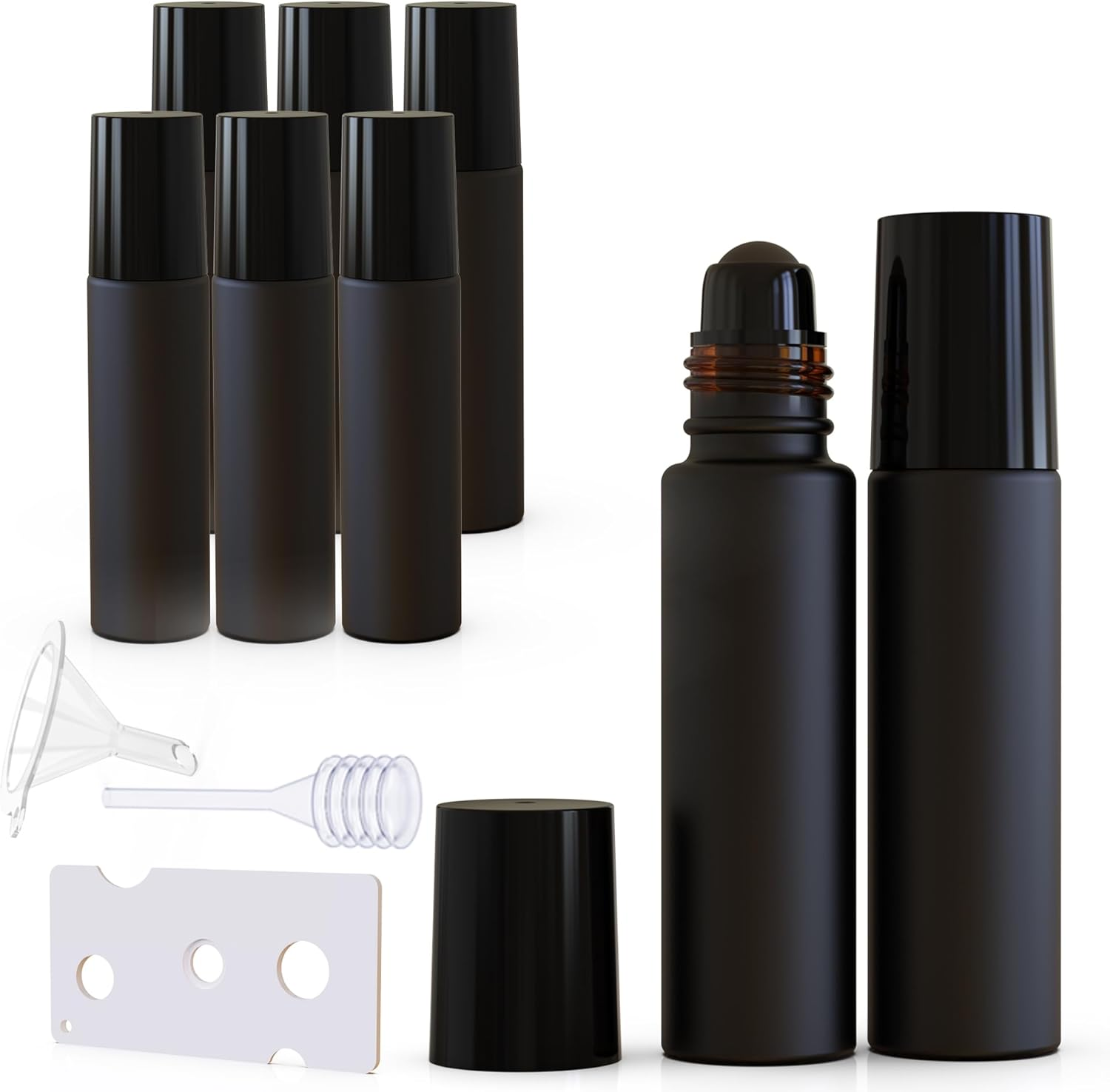 Jagolain 8 Pack 10Ml Roller Bottles for Essential Oils, White Glass Roll on Bottles, Refillable Perfume Bottle, with Stainless Steel Roller Balls