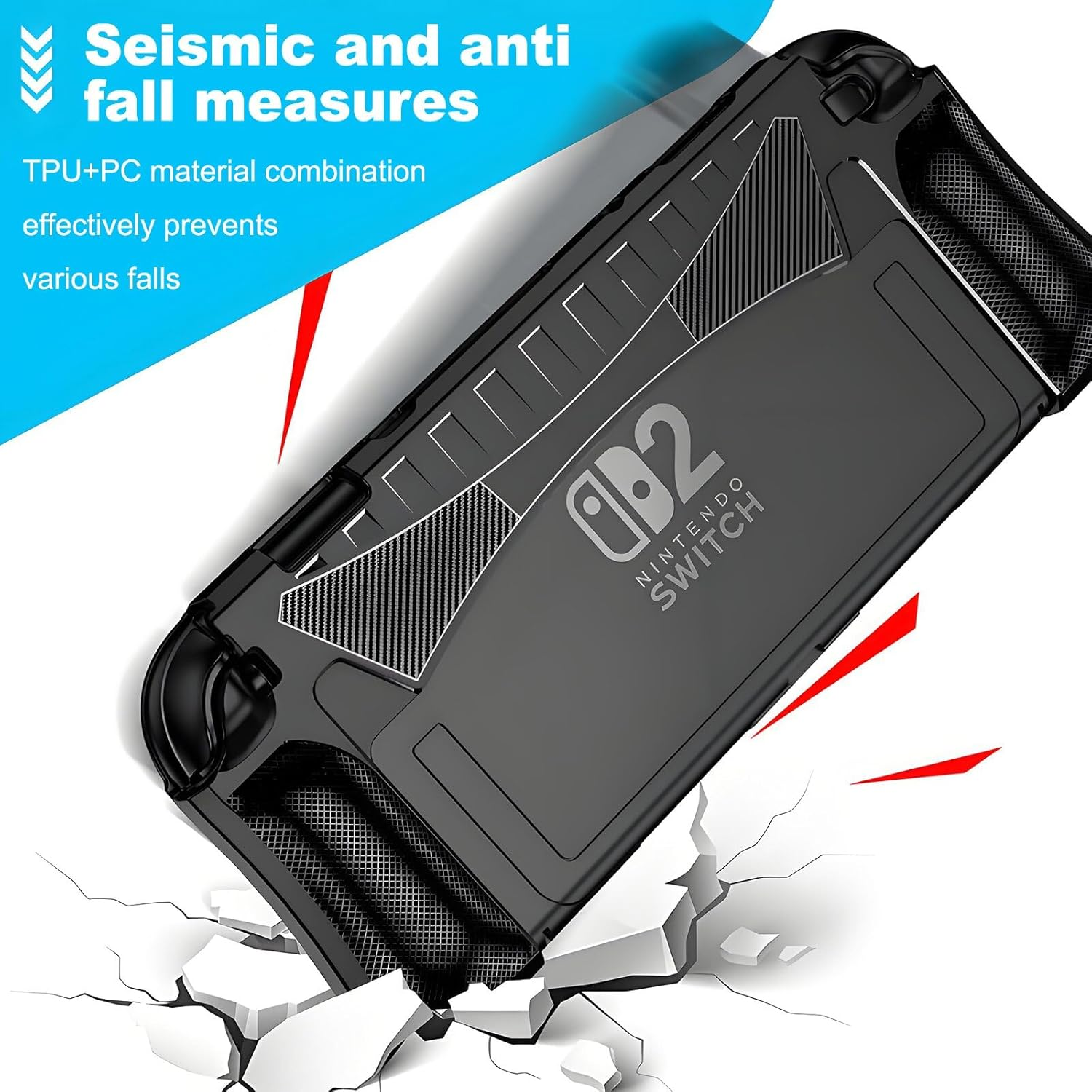 Crspexil Dockable Case for Nintendo Switch 2 - TPU Grip Protective Cover for Switch New Gen 2025 Console & Joy-Con Controller Accessories,Anti Fall TPU Protective Cover Accessories(Black) - White image number 5