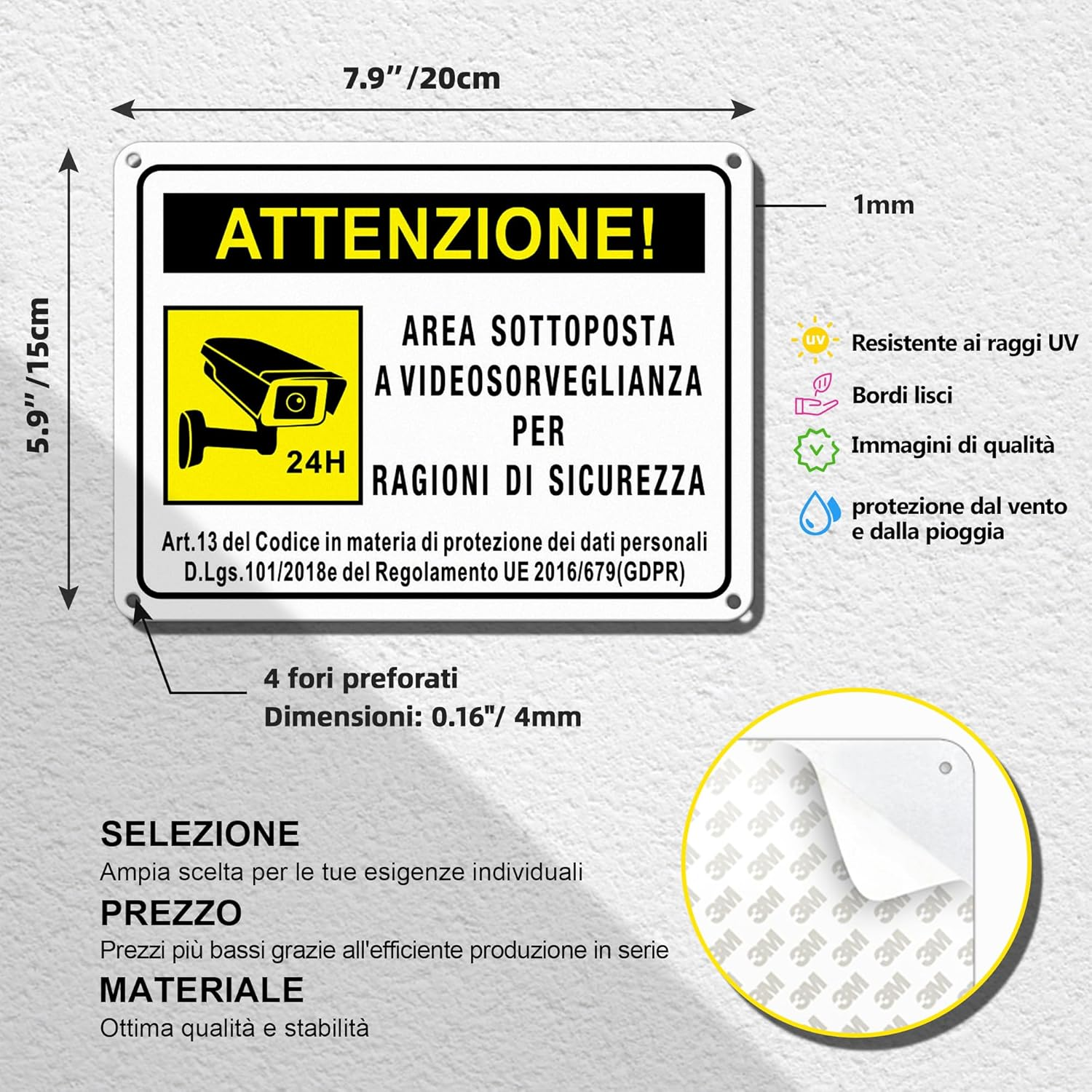 TAKULA 2 X 20M X 15M CCTV Signs for Security 24 Hour CCTV Signs GDPR Compliant image number 4