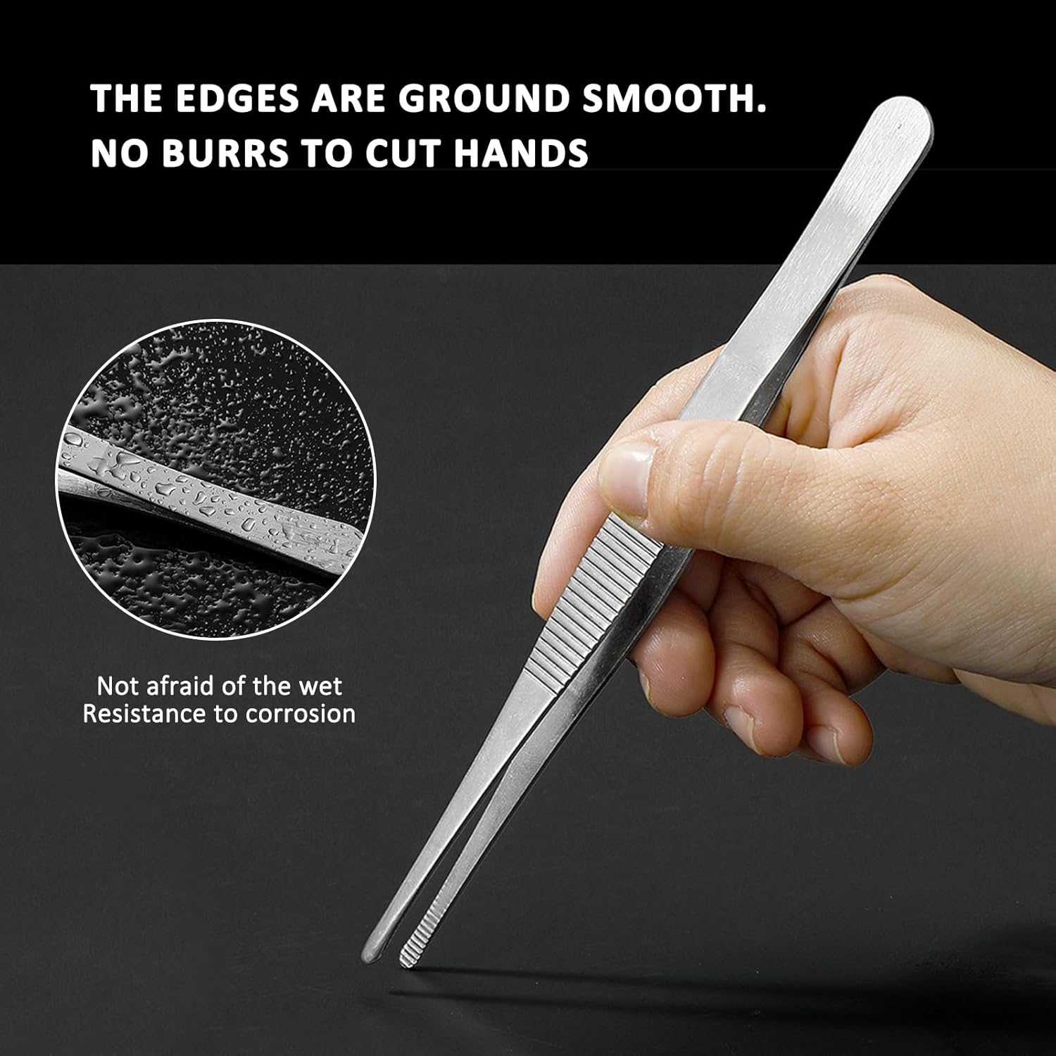 Kitchen Tweezers, 304 Stainless Steel Precision Cooking Tongs (25Cm/30Cm) - Serrated-Tip Tool for BBQ & Culinary Use image number 1