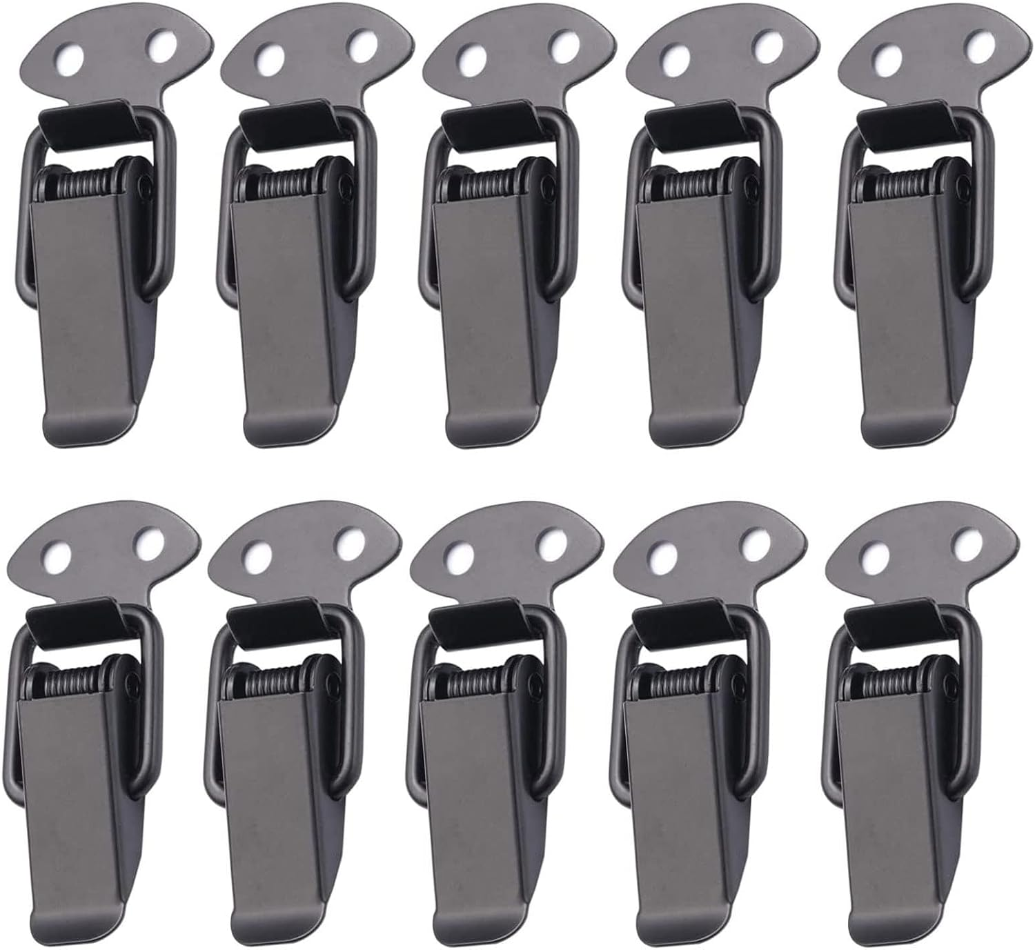Black Spring Hasp, 10 Pcs Stainless Steel Spring Hasp, Toggle Latch Catch Clamp for Wooden Case Toolboxes, Cabinet Boxes, Drawer, Toolbox (Black) image number 4