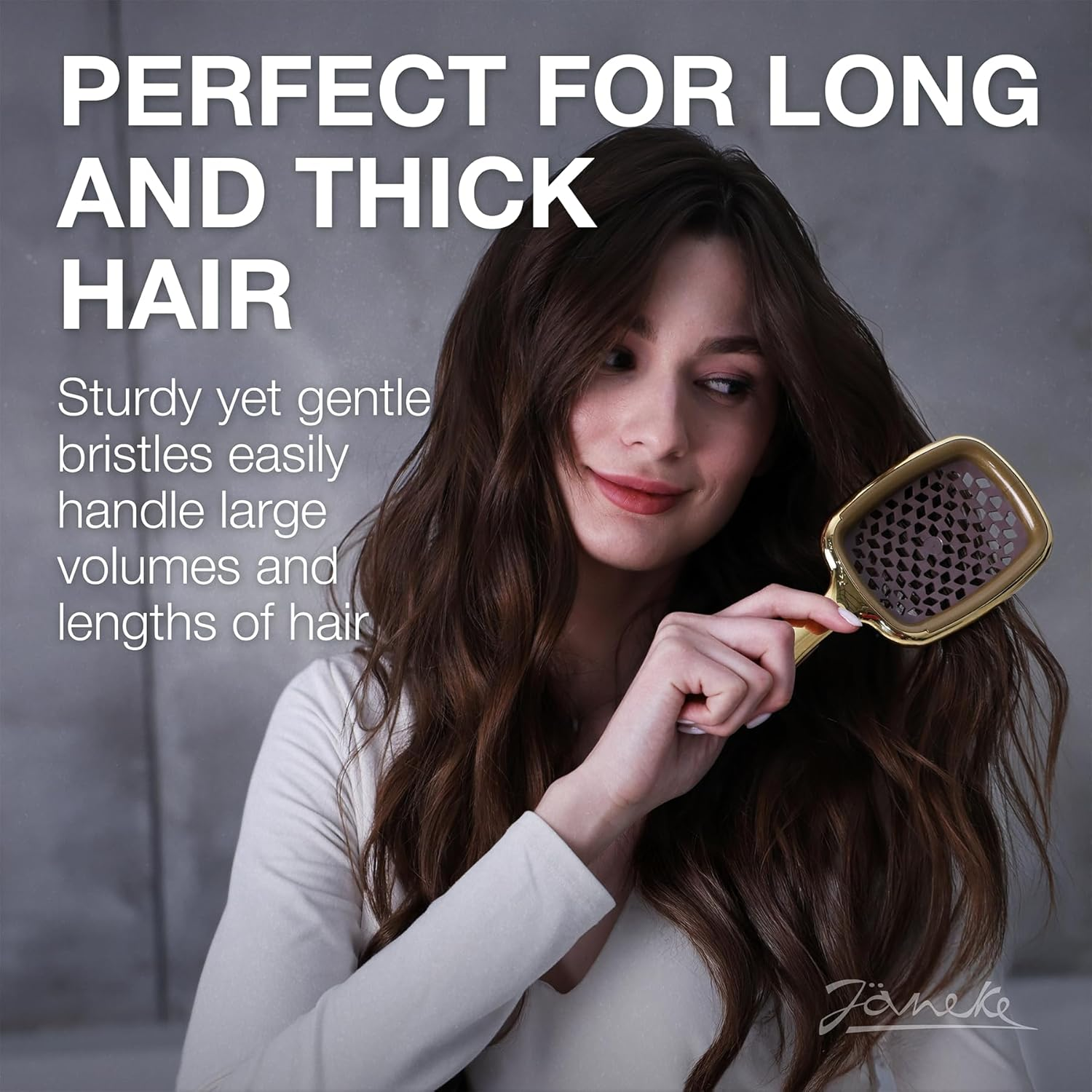 Janeke Superbrush Detangling Brush for Soft Smoothing Hair Brushing with Anti-Static Bristles - Vented Wet Hair Brush for Blow Drying Use - Perfect for Curly, Thick, Wavy, Fine Hair Types (Gold) image number 5