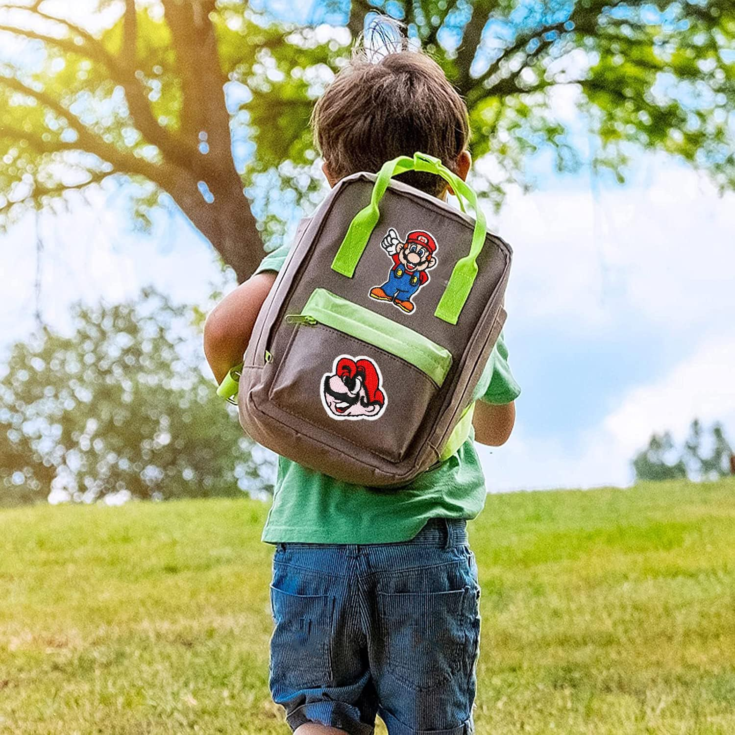 Iron on Patches - 20 Pieces Embroidered Applique, Sew on Fabric Repair Patches, Cute Cartoon Anime Mario Design for Kids Adult Clothes, Jeans, Jackets, Hats, Shoes, Backpacks image number 2