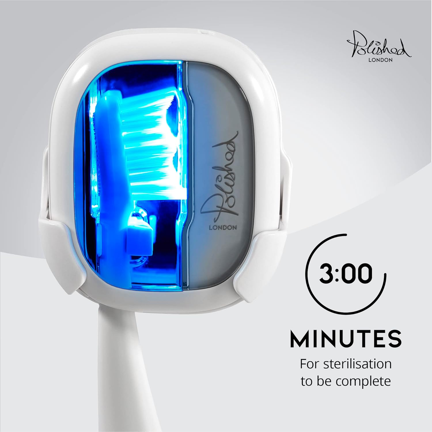 Polished London Toothbrush Case with UV Light Feature &ndash; White, Portable, Smart Auto-Off, Compact & Travel-Friendly
