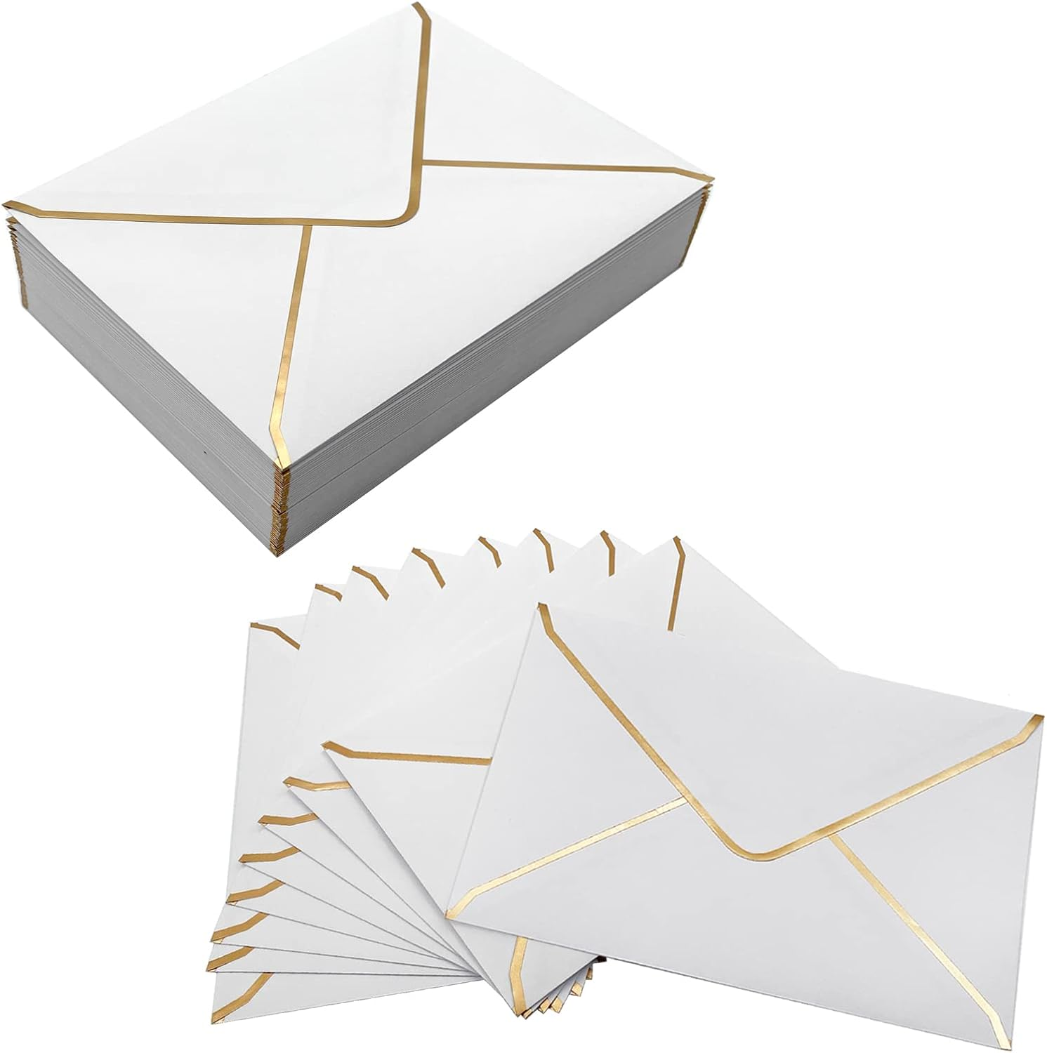 50 PCS Invitation Envelopes, 5X7 Envelopes for Invitations White Envelopes for 5X7 Cards A7 Luxury Envelopes Mailing Envelopes for Wedding, Graduation