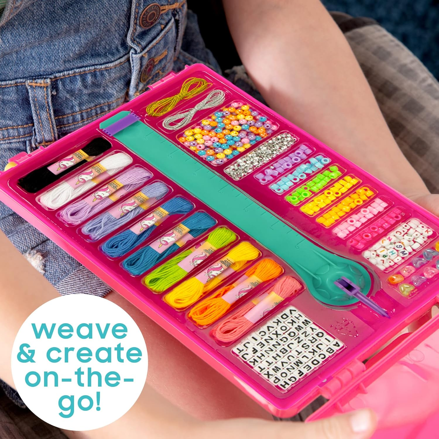 Just My Style On-The-Go Jewelry Studio, Bracelet-Making Travel Kit, Great Bead Kit for Weekend or Sleepover Activity, Fun Girl'S Night, DIY Bead & Braid Set for Kids Ages 6, 7, 8, 9