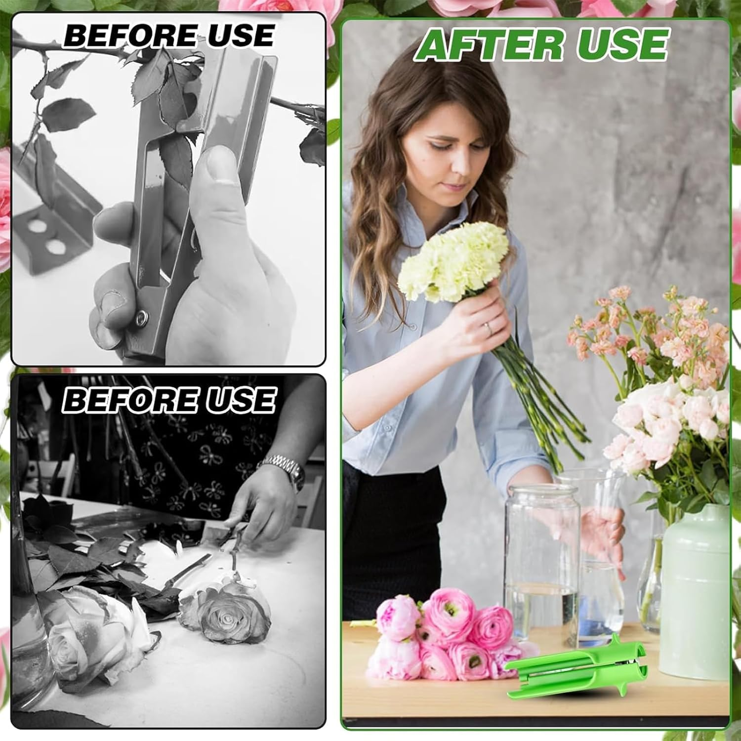 Zalizr Rose Thorn Stripper Tool, Efficient Thorn and Leaf Remover, Flower Cleaner Cutter for Home, Flower Shops, Gardening & Floral Arrangements, Professional Stem Cleaning Tool (Green) image number 3
