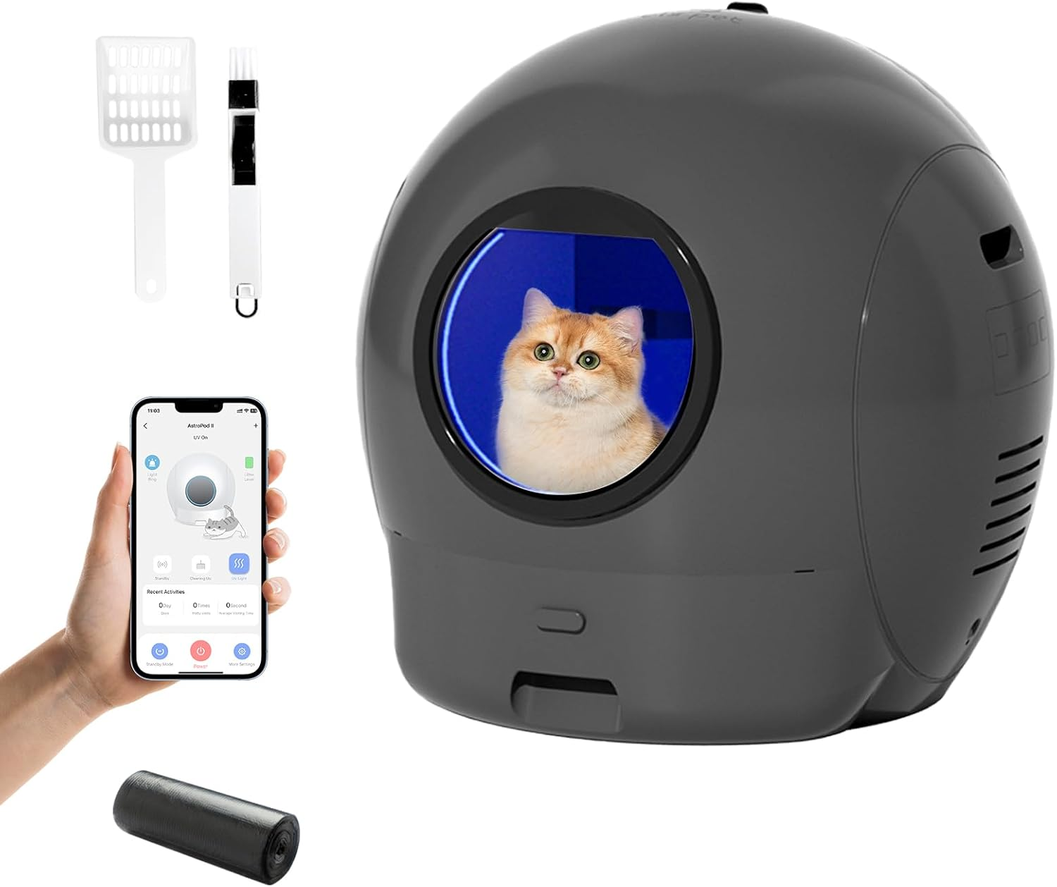 Pawz Self Cleaning Cat Litter Box, Automatic Cat Litter Box for Multiple Cats, App Control with Health Monitoring, Odor Control and Hands-Free, Extra Large Cat Litter Tray (White)