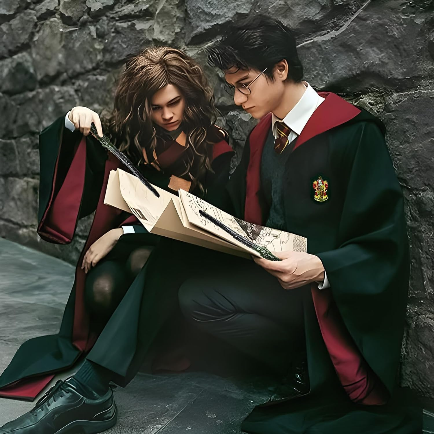 Wizard Costume Robe Magic Cloak 6 Pcs Set Cape Cosplay Costume Dress up Party Halloween image number 6