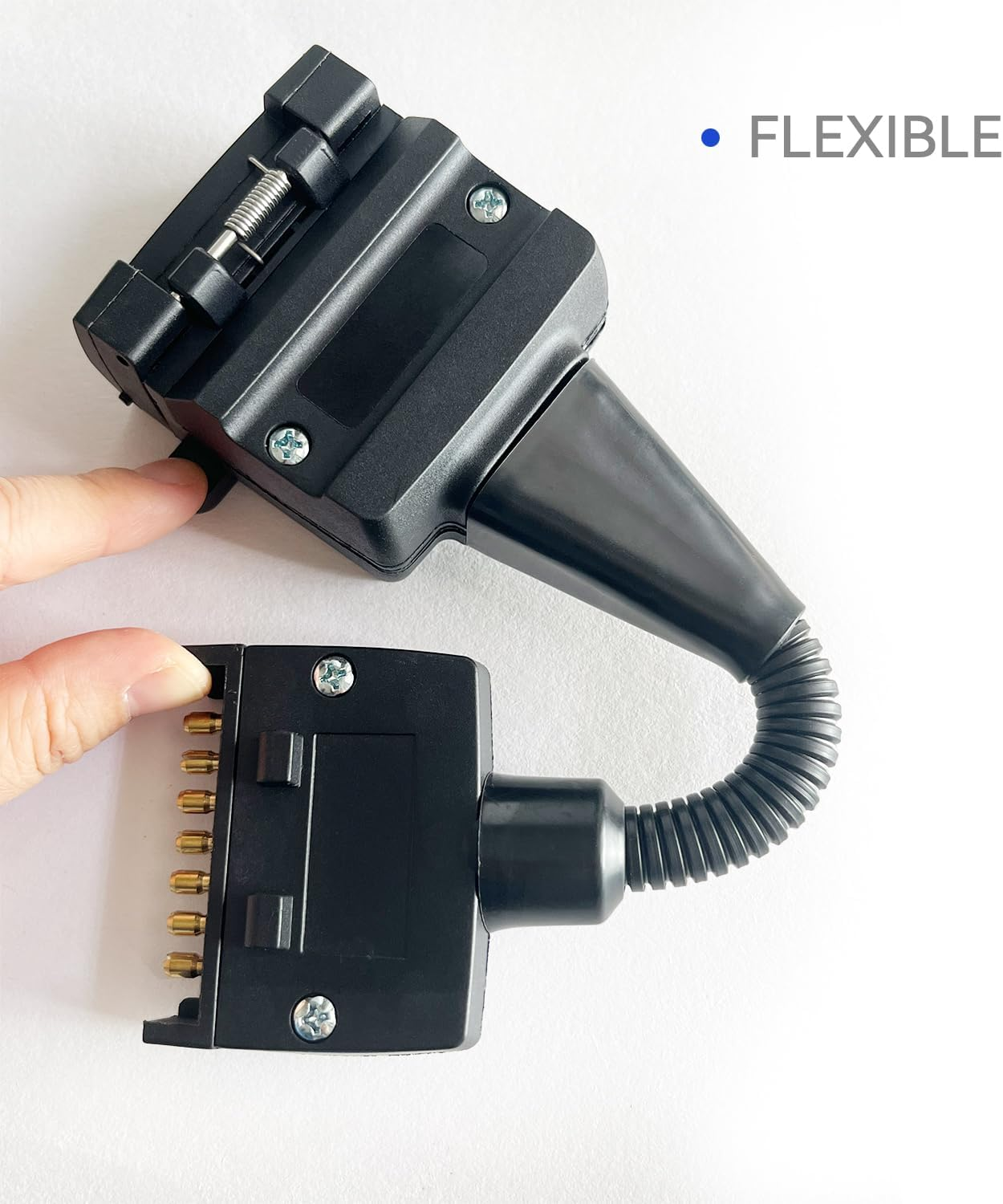 Trailer Adapter, 7 Pin Flat Male Plug to 12 Pin Flat Female Socket, Weatherproof Trailer Light Connector for Pickup Truck Trailer Tow Hitch image number 5