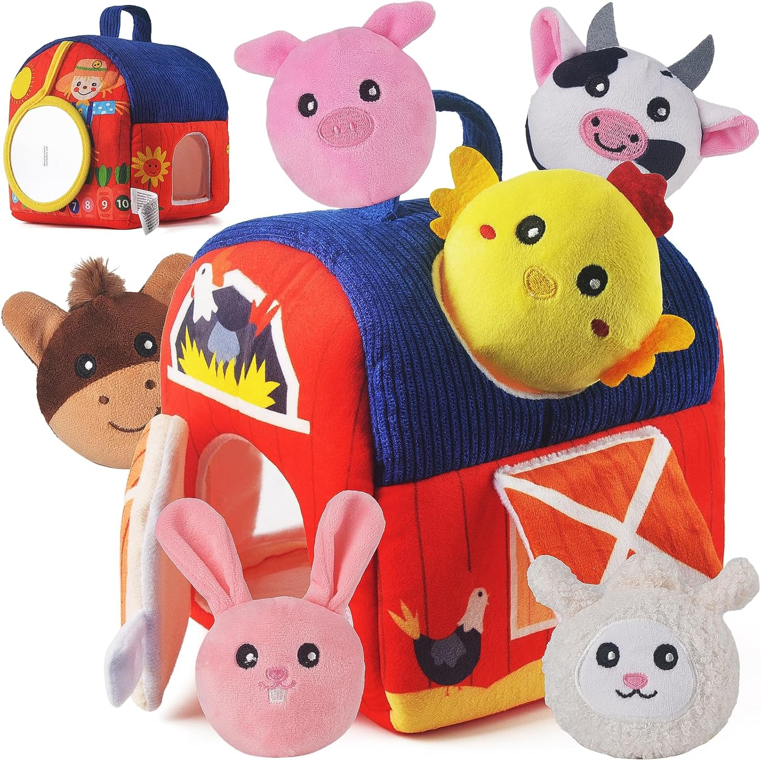 Farm Animal Blind Box, 6 Pack Sensory Plush Dolls for Infants 6-12 Months, Educational Baby Toy & Shower Gift image number 5