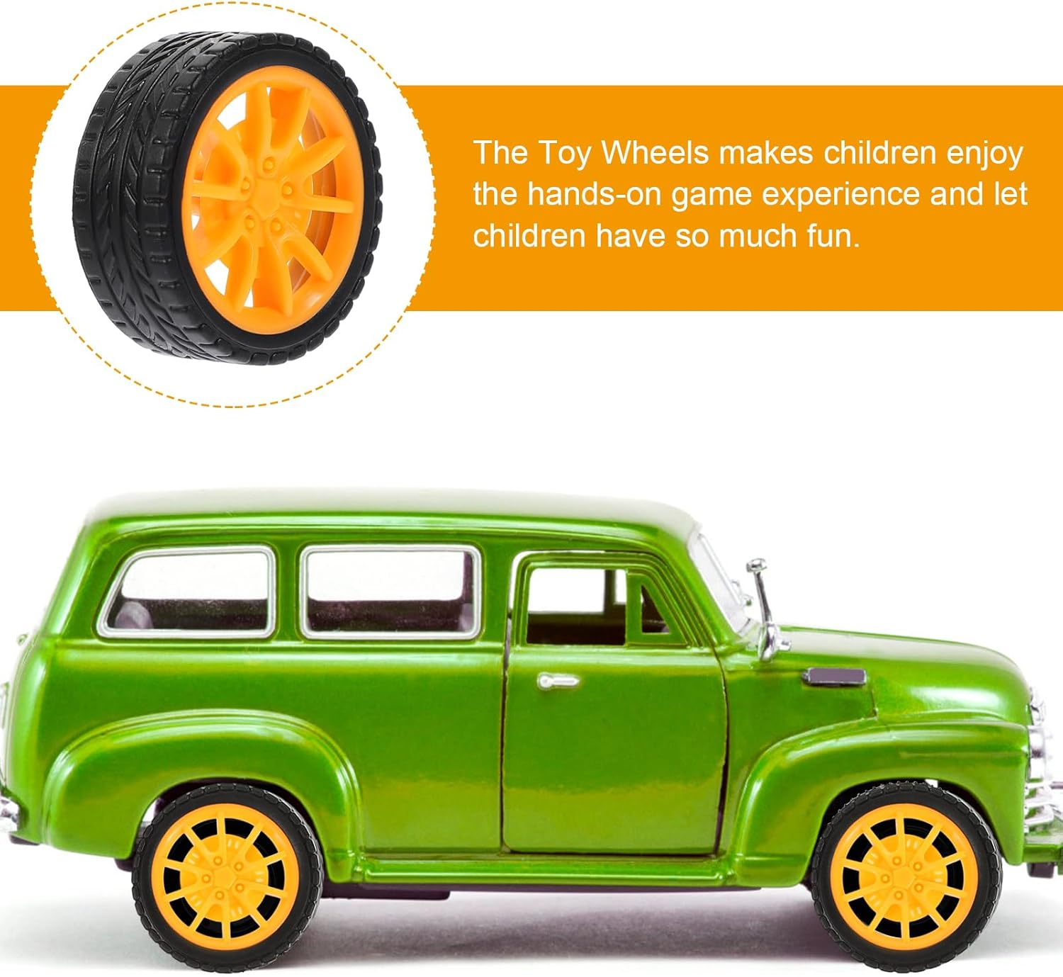 Vaguelly RC Cars Wheels 20Pcs Black Yellow Toys Wheel 30Mm Shaft Plastic Model Wheels round Rod Axles for DIY Model Toy RC Car Truck Building Projects image number 2