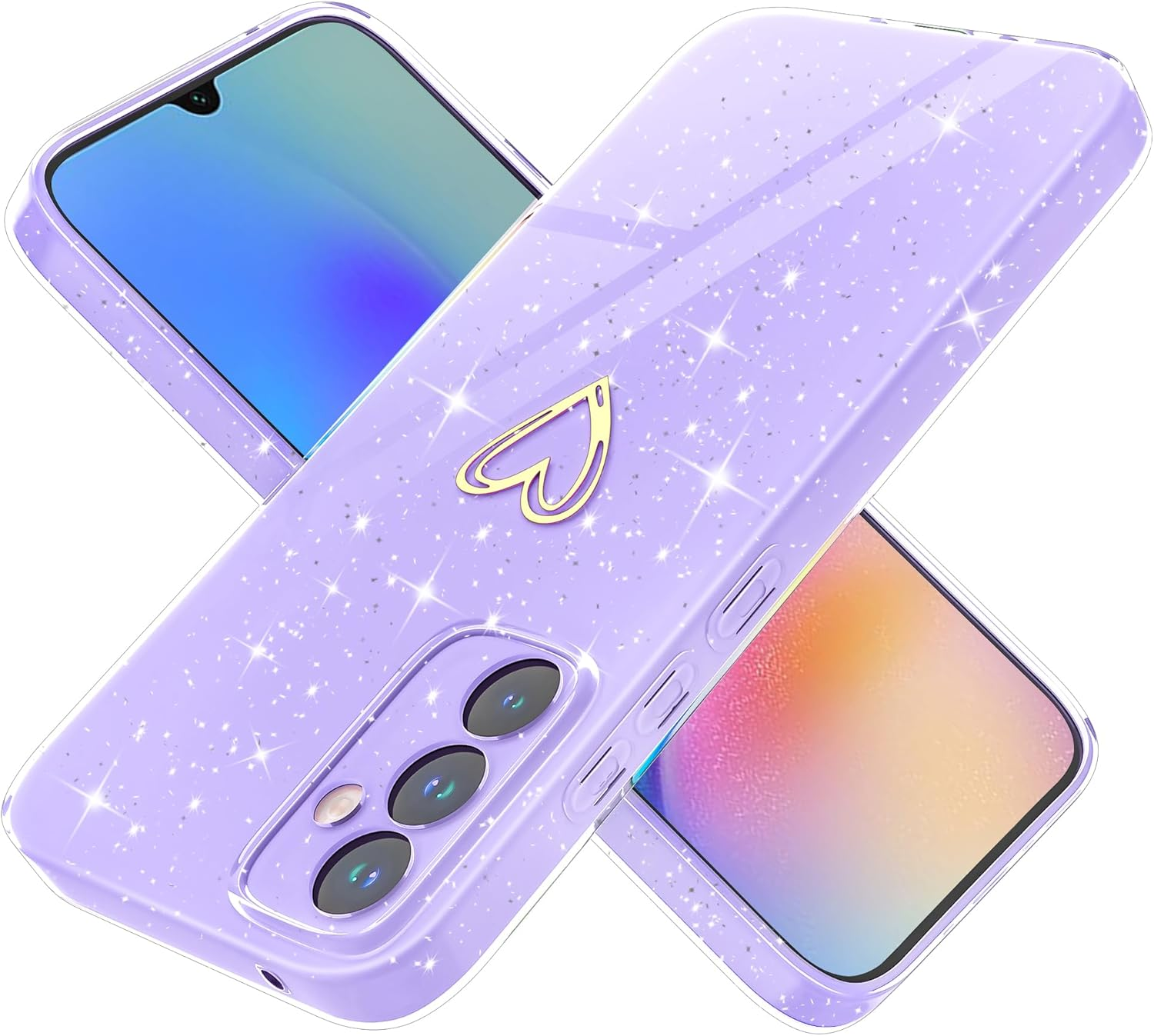 Mobile Phone Case for Samsung Galaxy A05S Case Glitter Heart Love Silicone TPU Shockproof Protective Bumper Case Cover Shiny Ultra Thin Scratch-Resistant Protective Case for Samsung A05S, Pink