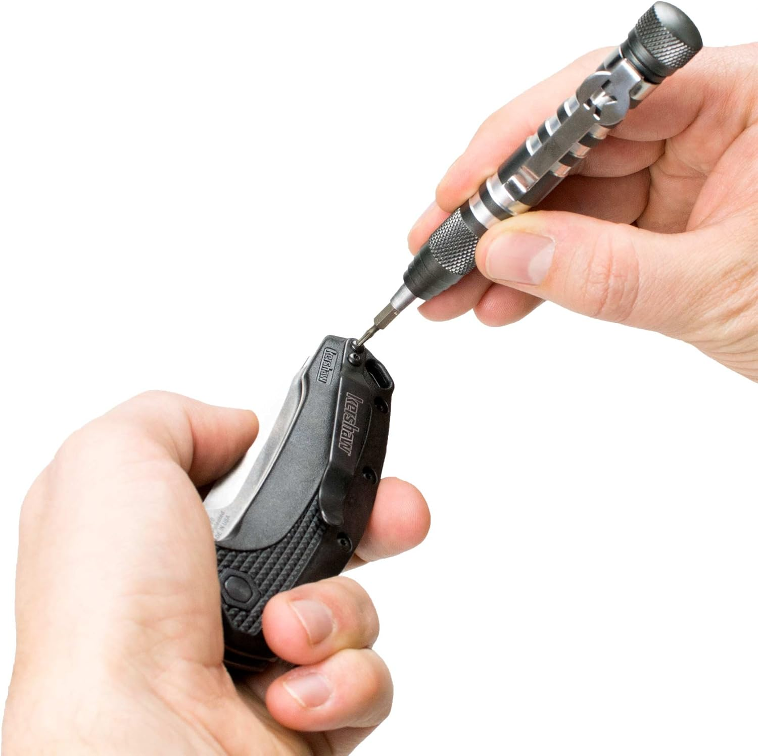 Kershaw Tx-Tool (TXTOOL); 4.8 In. Single-Position Multifunction Magnetic Bit Driver; Includes T-6, T-8, T-10, 2 Phillips and Slotted Screwdriver Bit; 1.1 Oz., Black image number 4