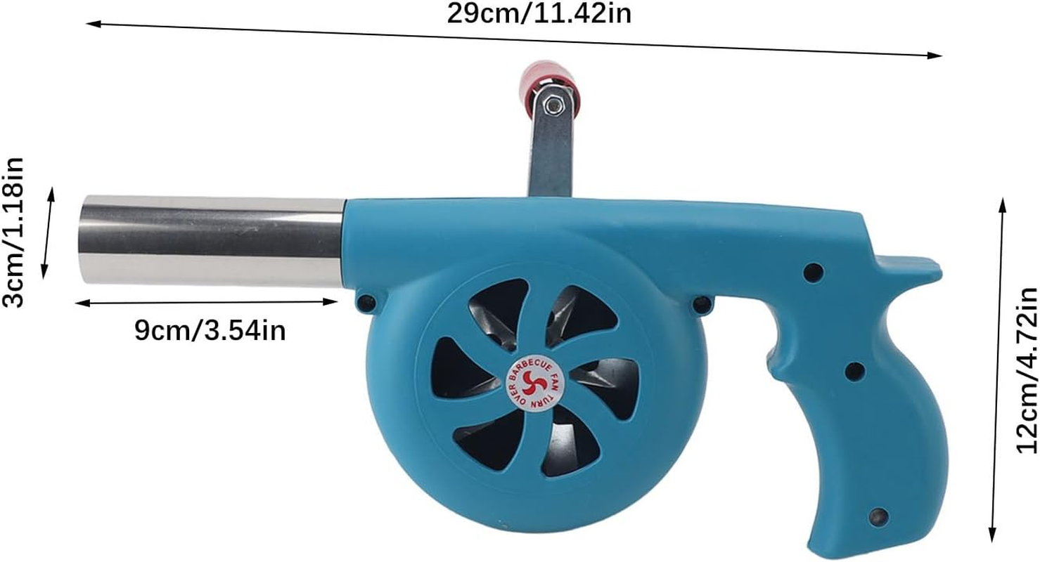 Hand Crank BBQ Fan, Increase Firepower, Easy Operation, Portable Barbeque Air Blower for Outdoor Camping and Barbecuing (Blue) image number 2