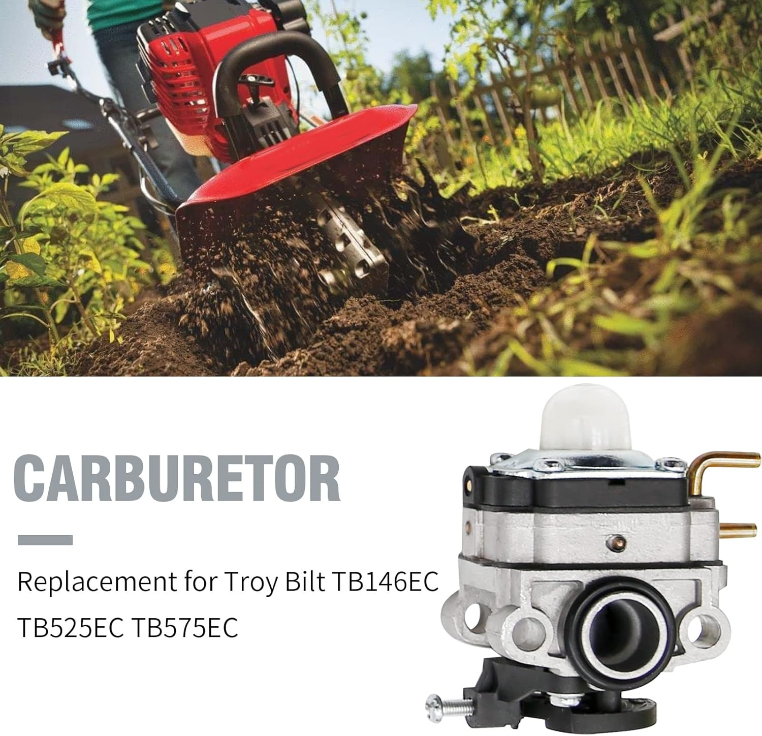 SYOWADA Carburetor Carb Kit Replacement for Troy-Bilt TB575EC TB539ES TB590EC Trimmer, Replacement for TB575EC 41ADT57C766 Gas String Trimmer image number 5