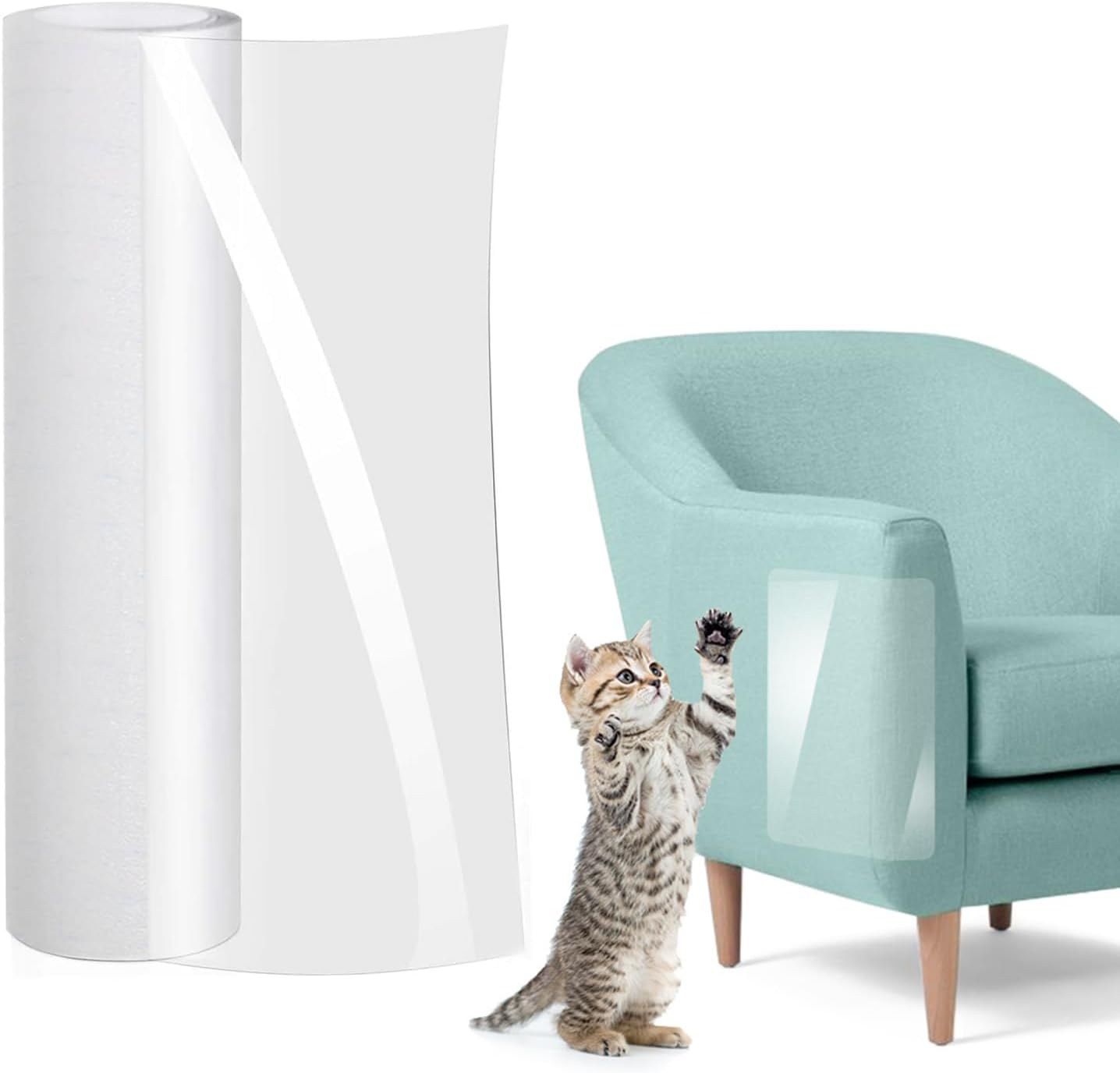 Cat anti Scratch Tape (20Cm X 5M) Transparent anti Scratch Furniture Protector, Wear and Scratch Resistant Cat Scratch Deterrent Sticky Paws Tape for Sofa, Couch, Door, Carpet image number 2