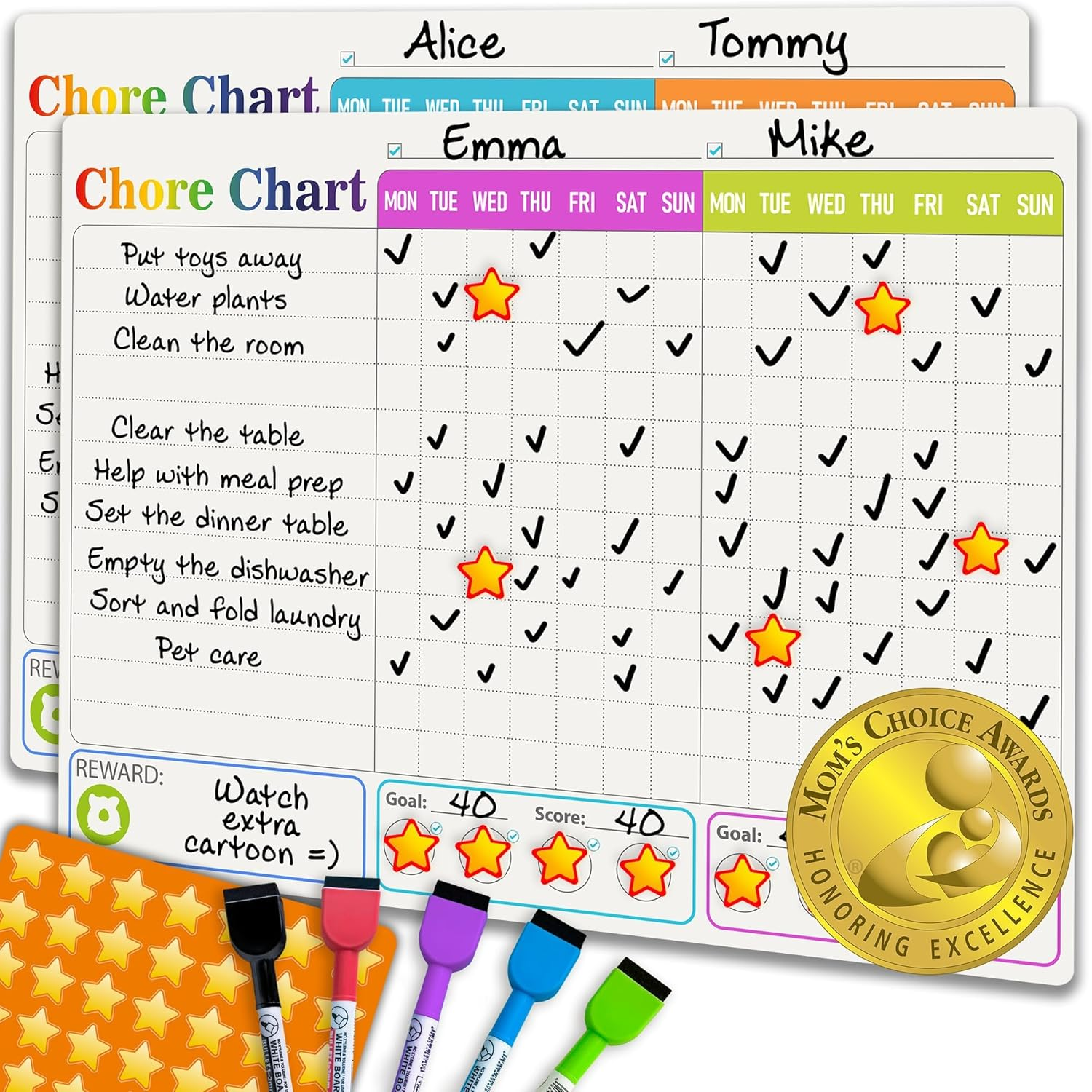 QUOKKA Behavior Chore Chart for Multiple Kids - 7 X 10 Inch Magnetic Chore Chart Also Hangs on the Wall - Includes 2 Charts and Accessories, Accomodates All Ages from Toddlers to Teens - Magnetic Book image number 7