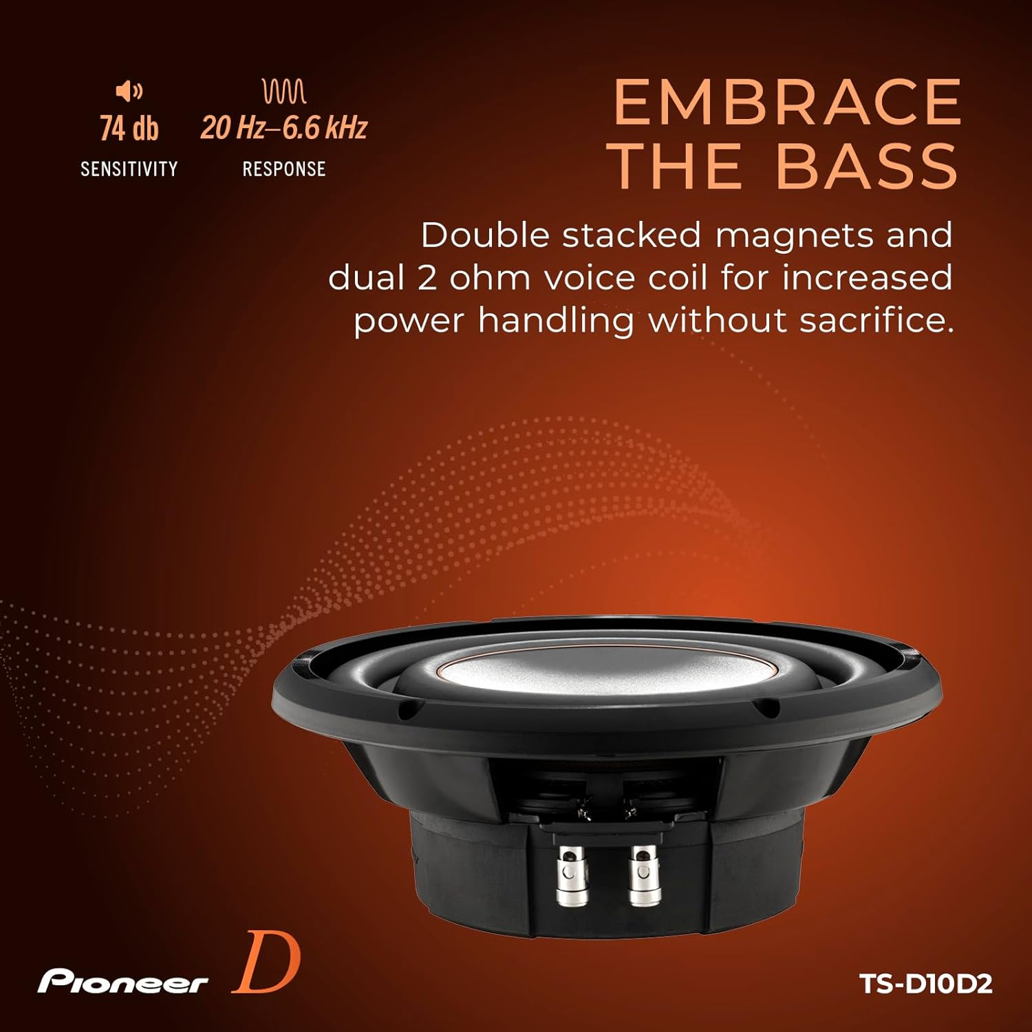 Pioneer TS-D10D2 10" D-Series Component Car Subwoofer, 2&Omega; Stable image number 4