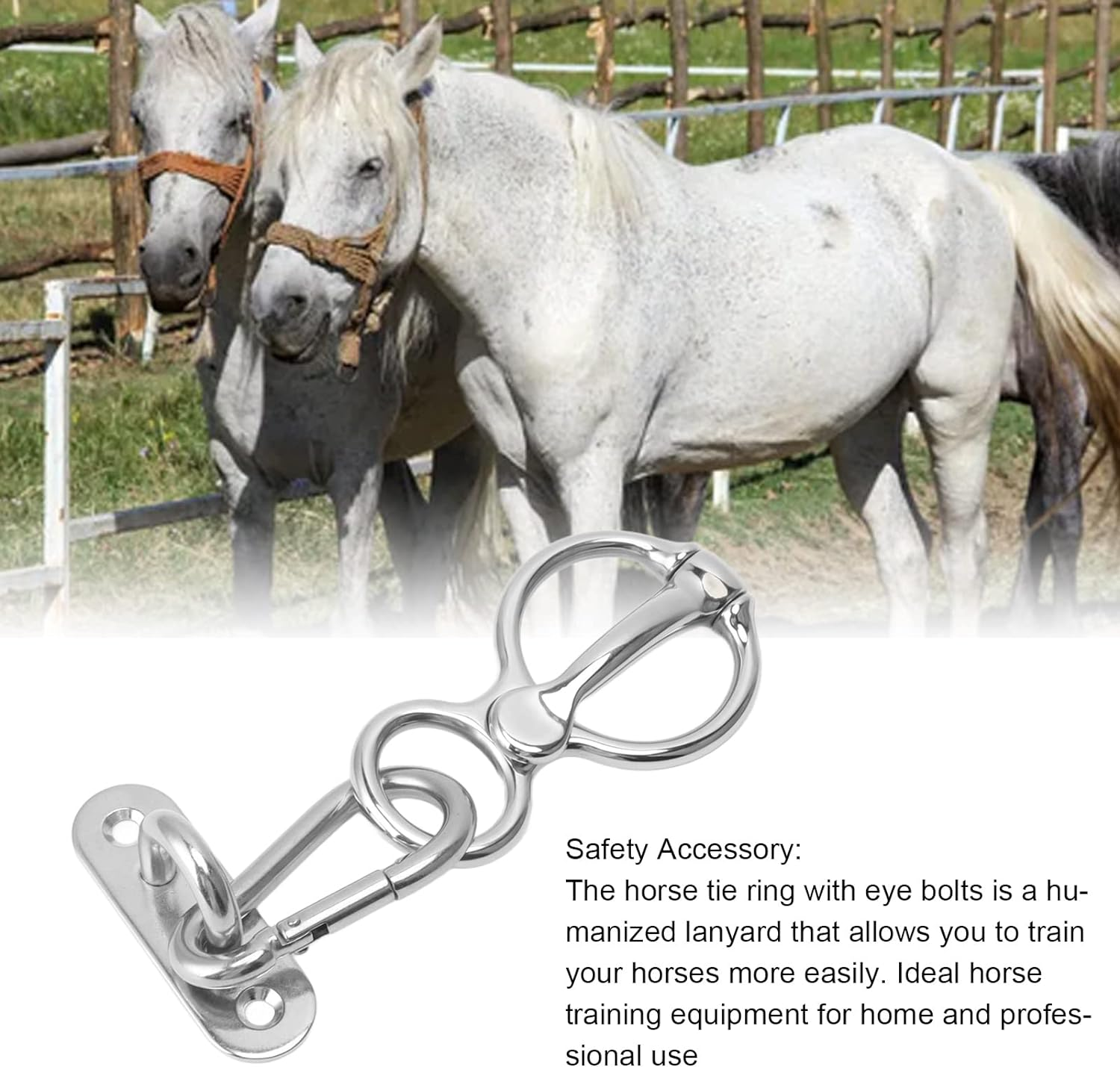 Heavy Duty Horse Tie, Tainless Steel Half round Horse Training Equipment Safe Horse Accessories for Pulling Back image number 1