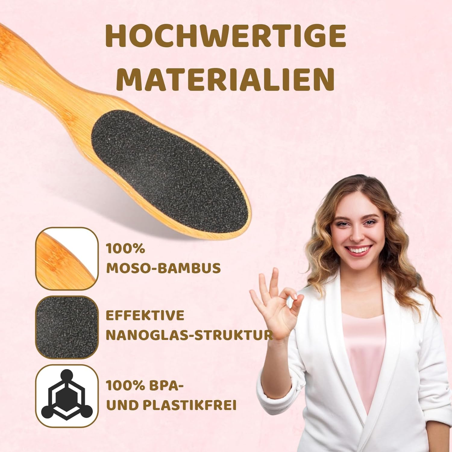 Callus File Foot, Callus Removal Foot with Double-Sided Bamboo Handle Foot File, Effective Pumice Stone Foot Care for Gentle Callus Remover, 2-Piece Set (Oval + Drop Shape)