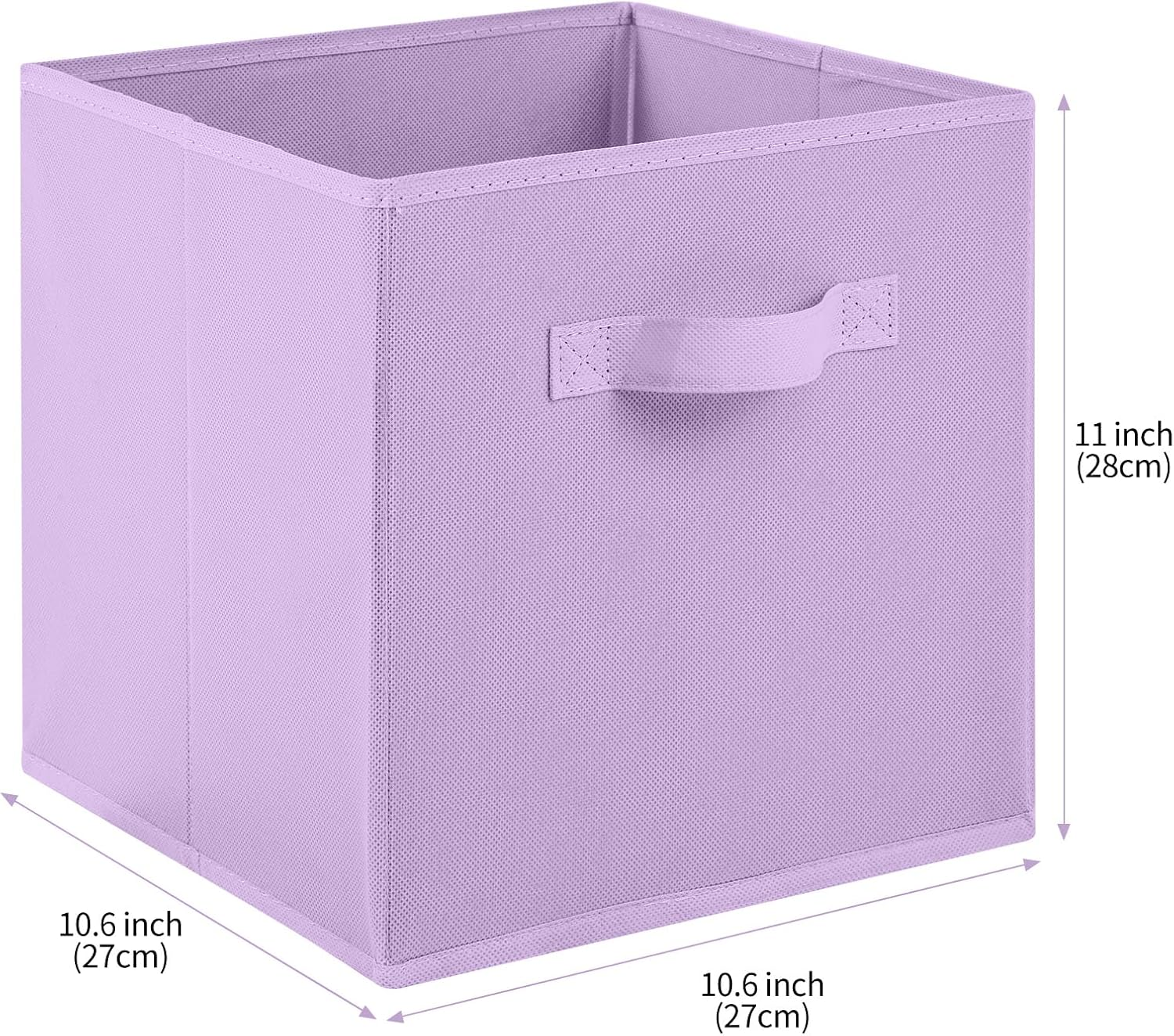 Stero Fabric Storage Bins 6 Pack Fun Colored Durable Storage Cubes with Handles Foldable Cube Baskets for Home, Kids Room, Closet and Toys Organization Purple image number 2