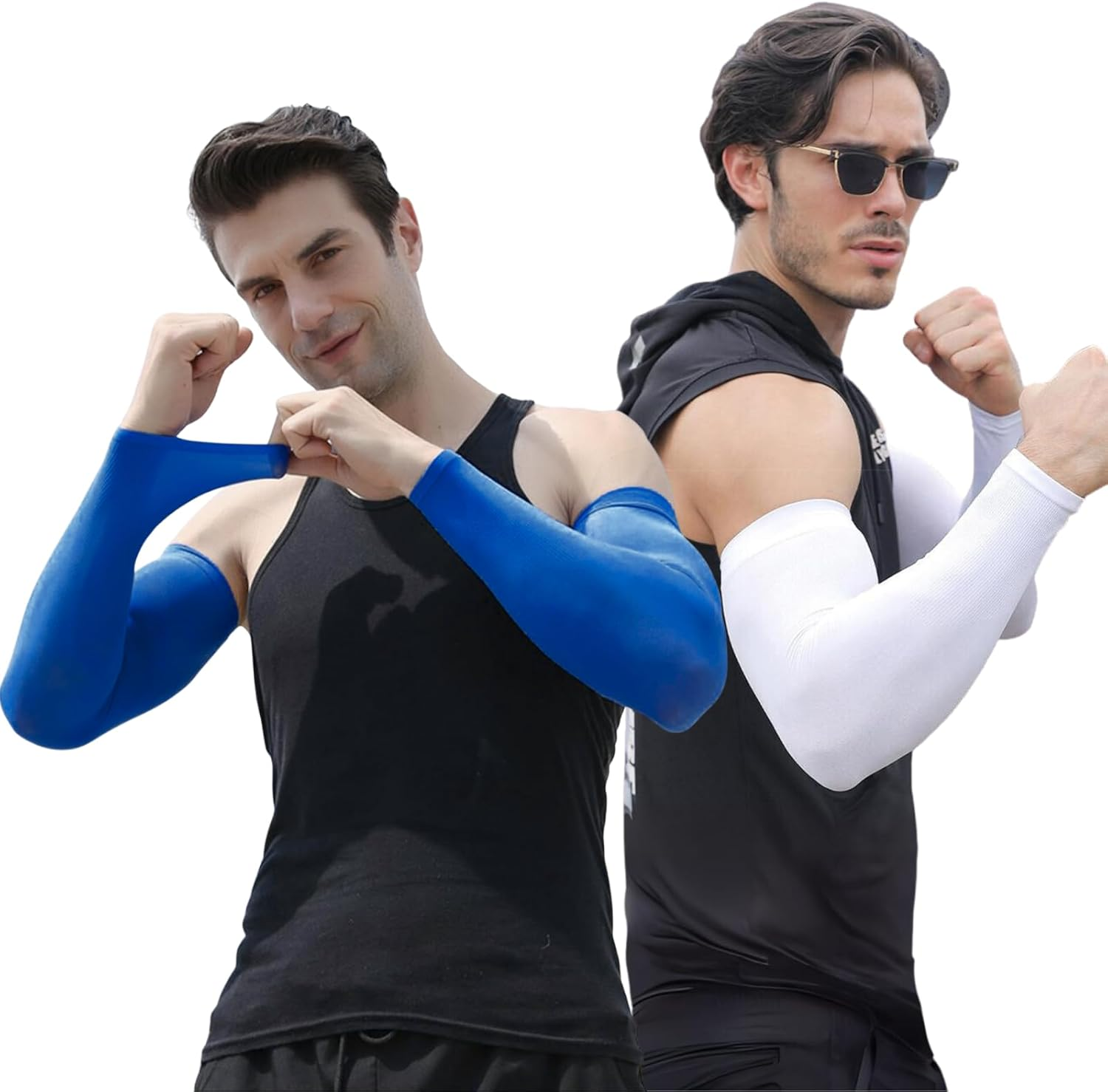 Men&rsquo;S Compression Arm Sleeves for Sun Protection UPF 50(2 Pairs), Cooling UV Protection Sleeves for Basketball, Golf, Cycling, Running, Driving, Volleyball, Fishing, Sports