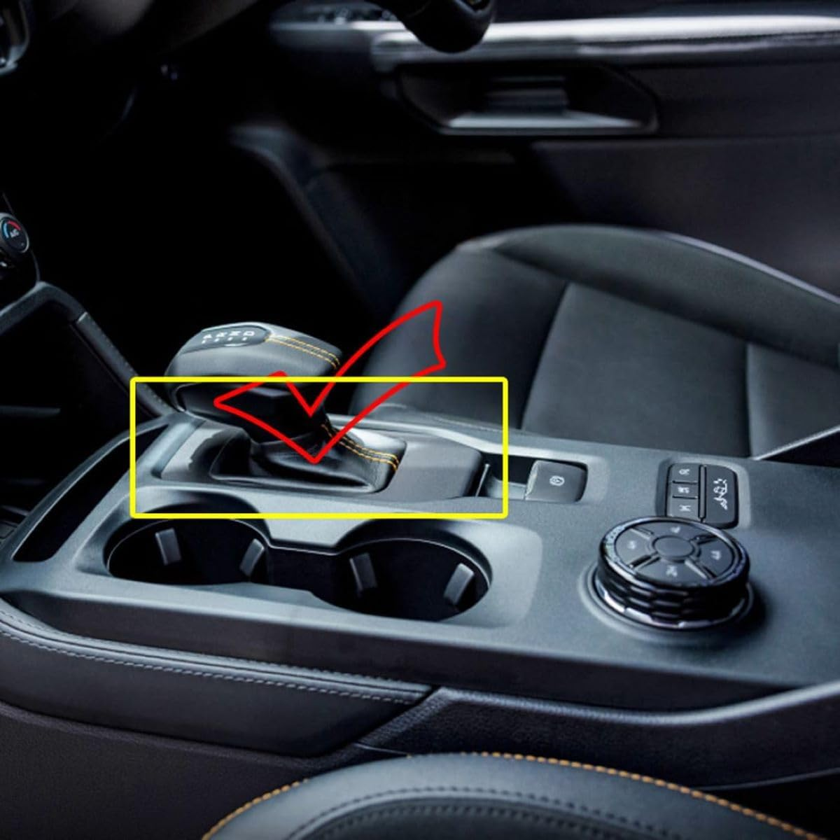 Direct Fit Carbon Fiber Center Console Cover for 2022-2024 Ford Ranger Raptor - Gear Shifter & Aux Button Protective Panel - No Drilling Required image number 4