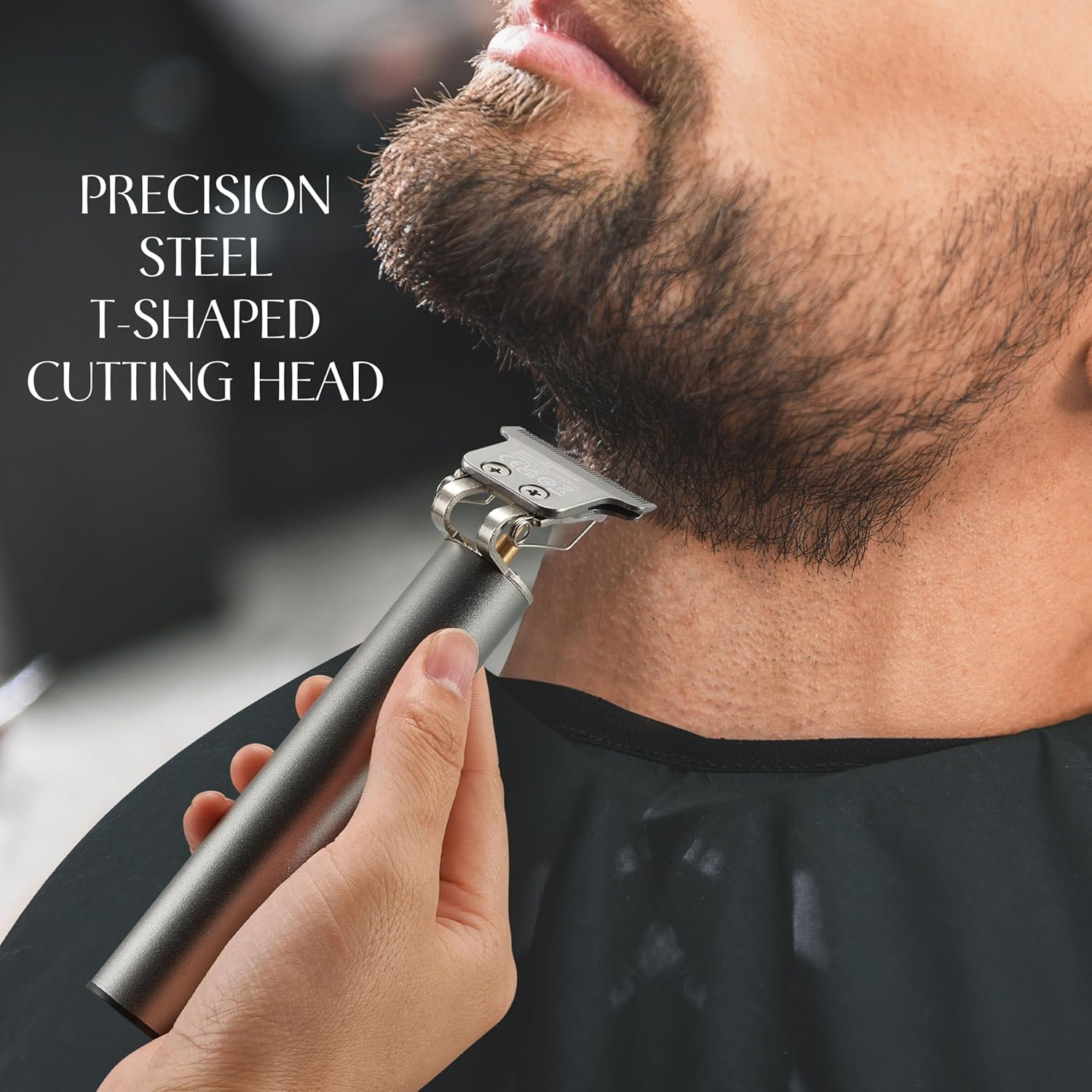 Barberboss T-Blade Beard and Hair Trimmer for Men, Cordless Precision Trimmer, Rechargeable Trimmer with 3 Attachment Combs, Precision Care for Beard, Sideburns and Neck, Silver Grey image number 4