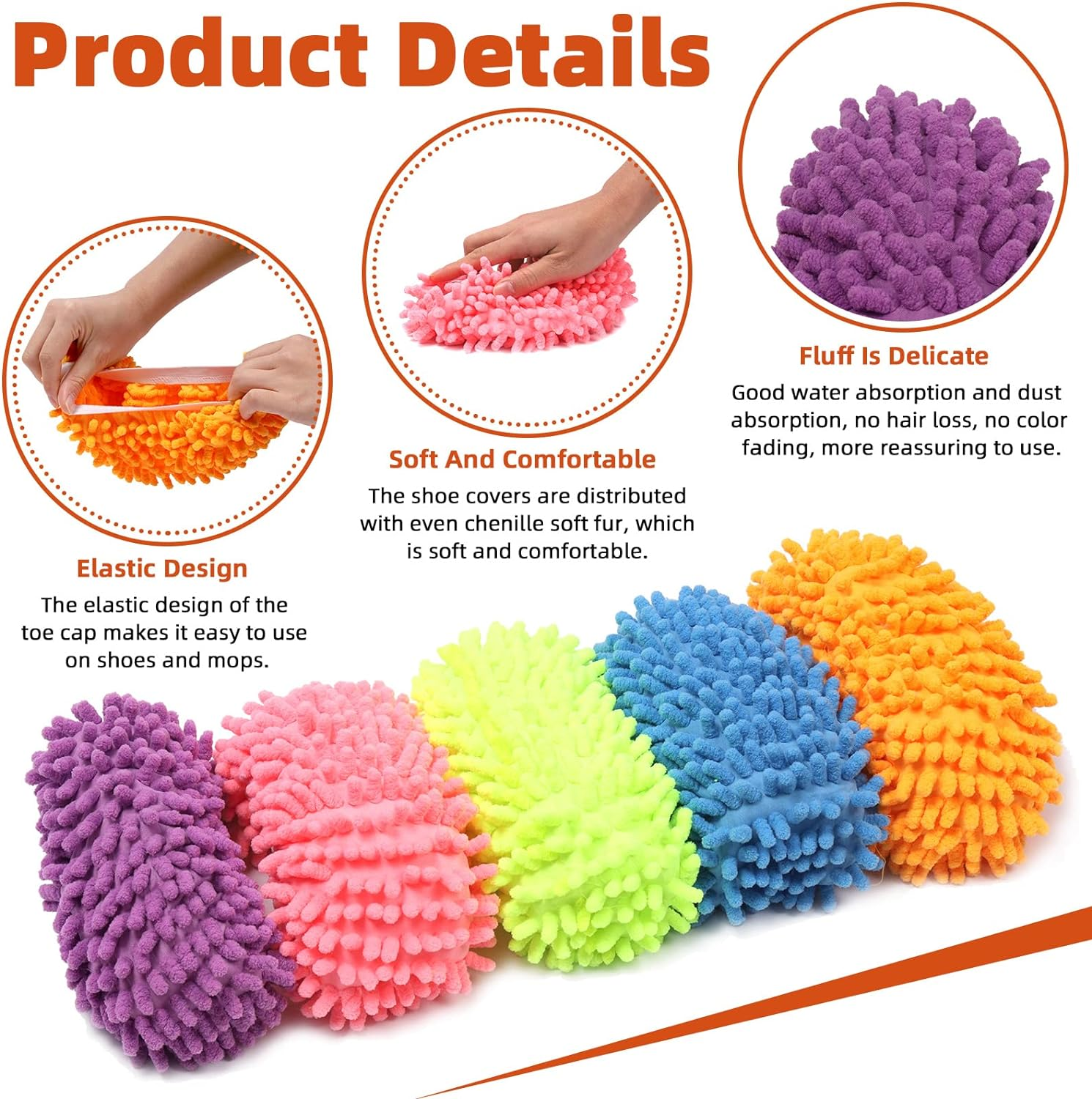 Tanstic 10Pcs 5 Colors Mop Slippers Shoes Cover, Microfiber Dust Cleaning Slippers Reusable Mop Socks Cleaning Slippers Reusable Dust Mops Floor Cleaning Tools Dust Floor Cleaner for House Cleaning image number 2