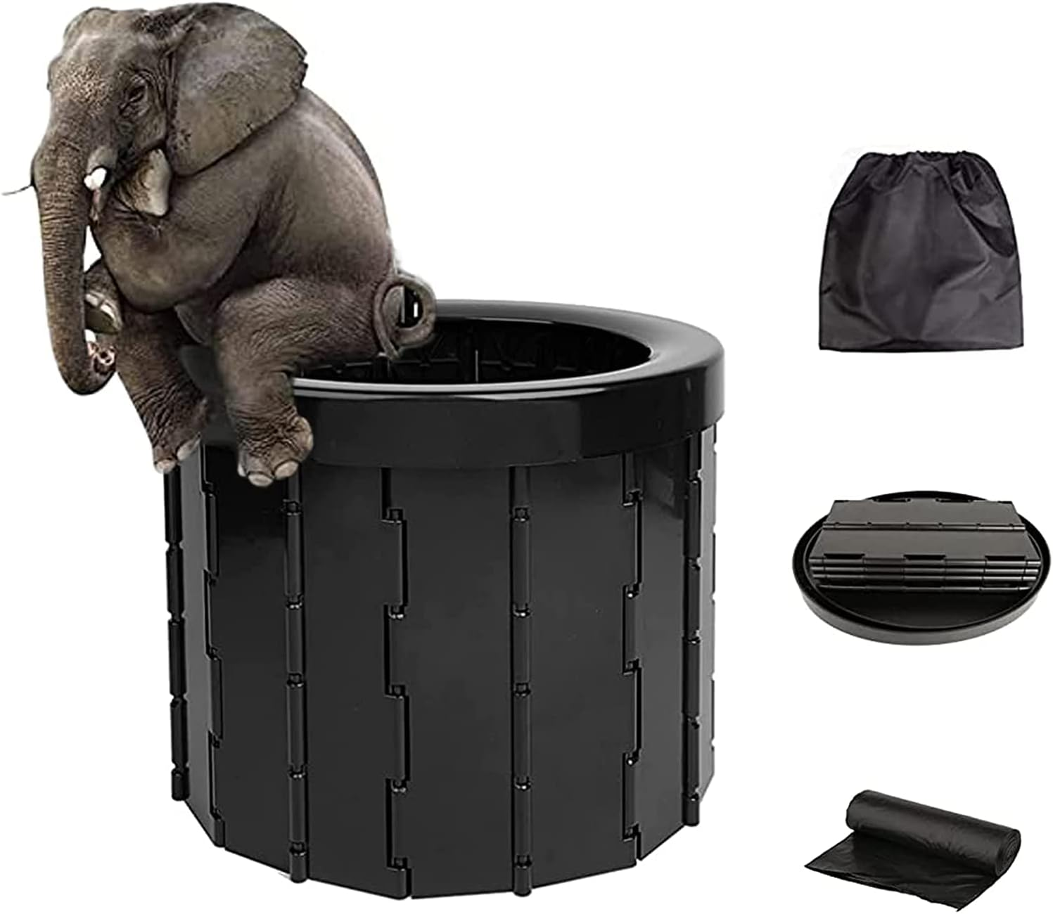 TOMVAES Portable Folding Toilet with Lid - Waterproof Camping Potty, Car Bucket for Travel, Boat, Hiking, Long Trips, Beach image number 4