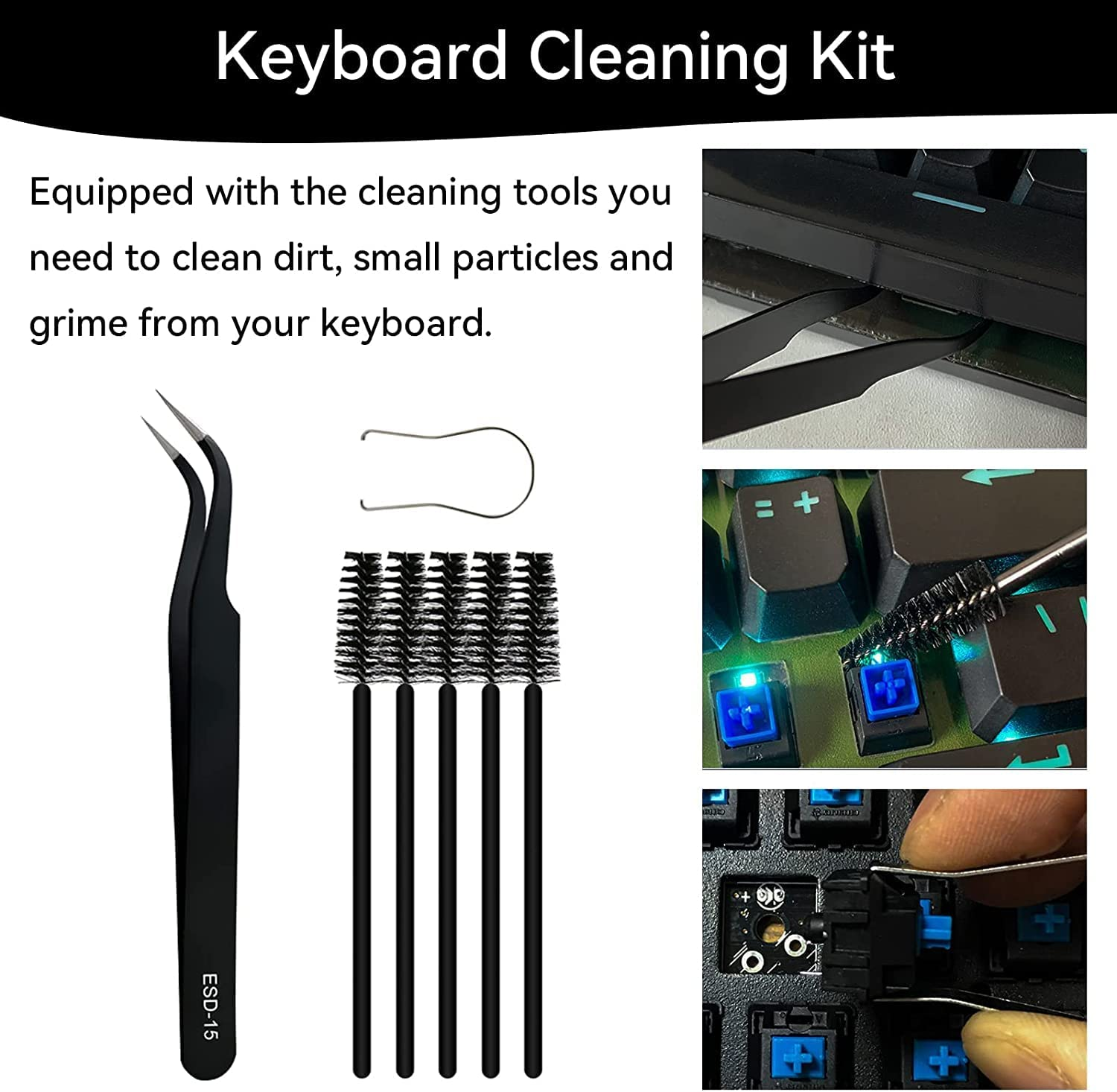 Keyboard Cleaner Kit, Laptop Computer Mechanical Keyboard Cleaning Kit,Anti-Static Brush,Small Cleaning Brush, Cleaning Kit Compatible Laptop/Pc/Computer/Keyboard/Laptop/Camera/Phone/Earbud image number 6