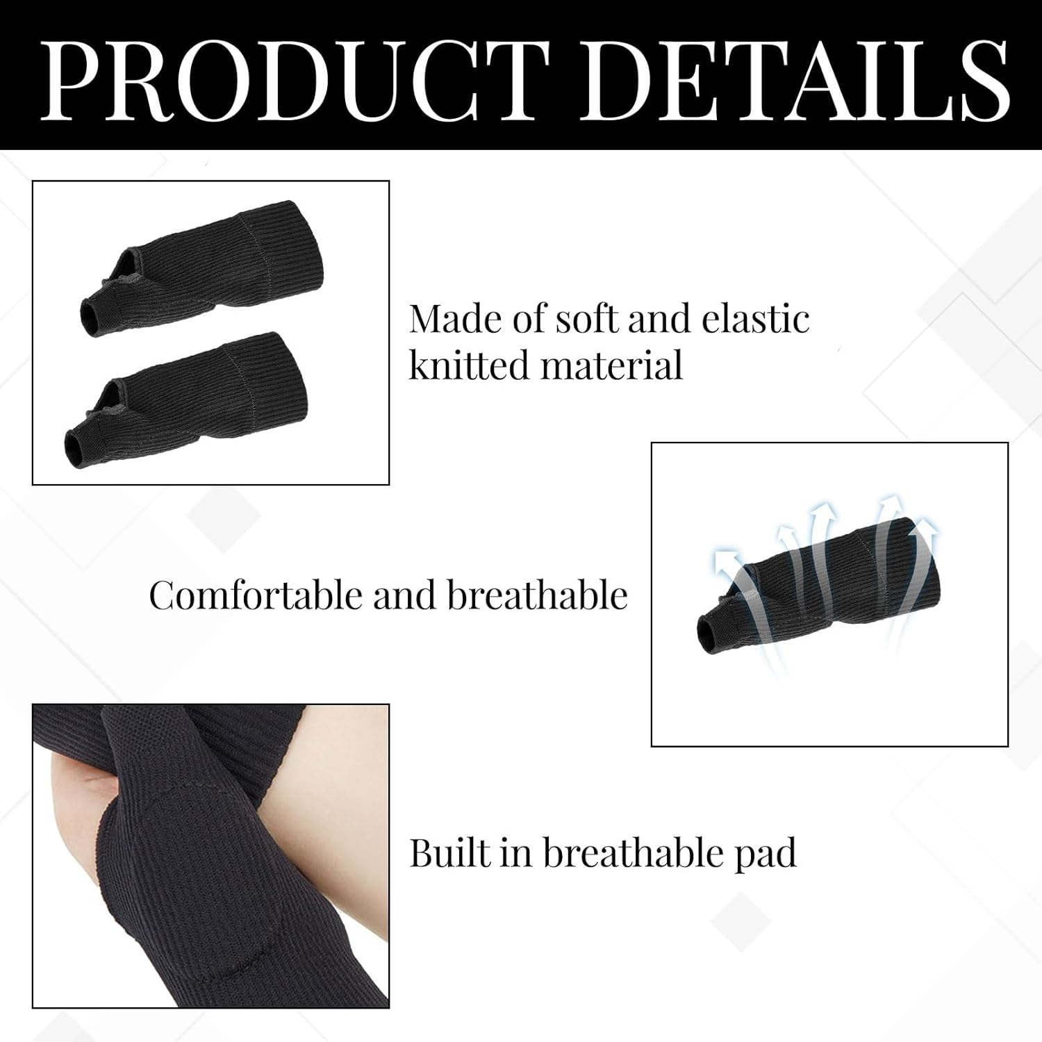 Wrist Thumb Brace, 1 Pair Wrist Support Gloves, Thumb and Wrist Brace, Compression Gloves with Gel Thumb Injury Pads, Breathable Wrist Brace for Arthritis, Carpal Tunnel, Tenosynovitis (Black)