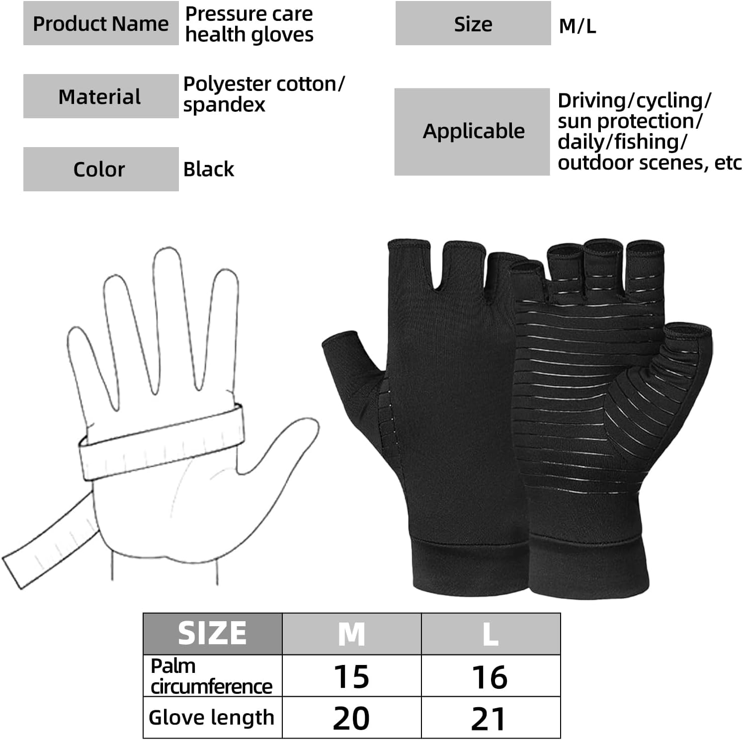 1 Pair Compression Gloves, Copper Arthritis Gloves for Women & Men - Relieve Joint Pain, Carpal Tunnel, Rheumatoid Arthritis, Swelling & Fatigue, Hand Brace Support image number 2