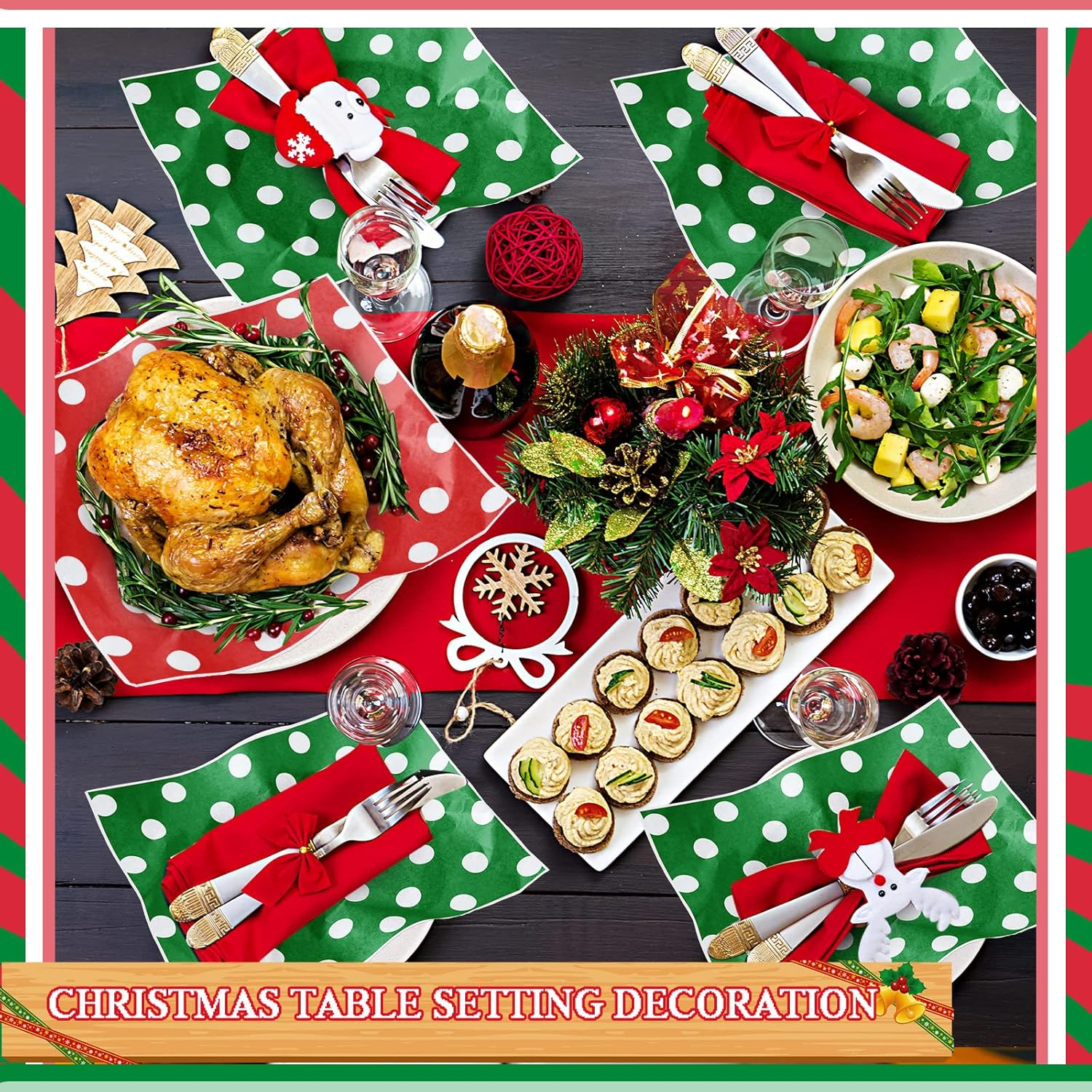 250 Sheets Christmas Wax Paper Sheets for Food Sandwich Wrapping Paper Wax Paper Cookie Food Liners Colored Candy Wax Baking Grease Proof Holiday Wrapping Papers for Christmas