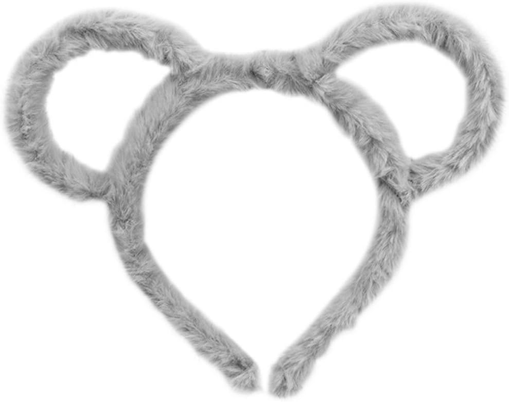 Oilmal Hair Hoop, Women Winter Thick Plush Headband round Mouse Bear Ears Makeup Hair Hoop Bandana Pink