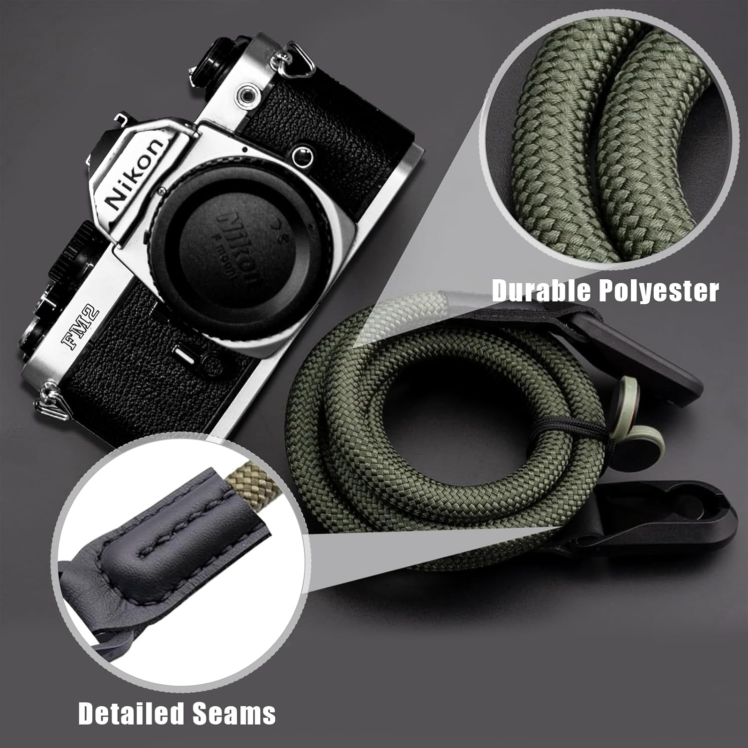 QMLING Camera Strap Quick Release, Climbing Rope Camera Strap, Camera Neck Shoulder Strap for SLR DSLR Digital Mirrorless Camera image number 5