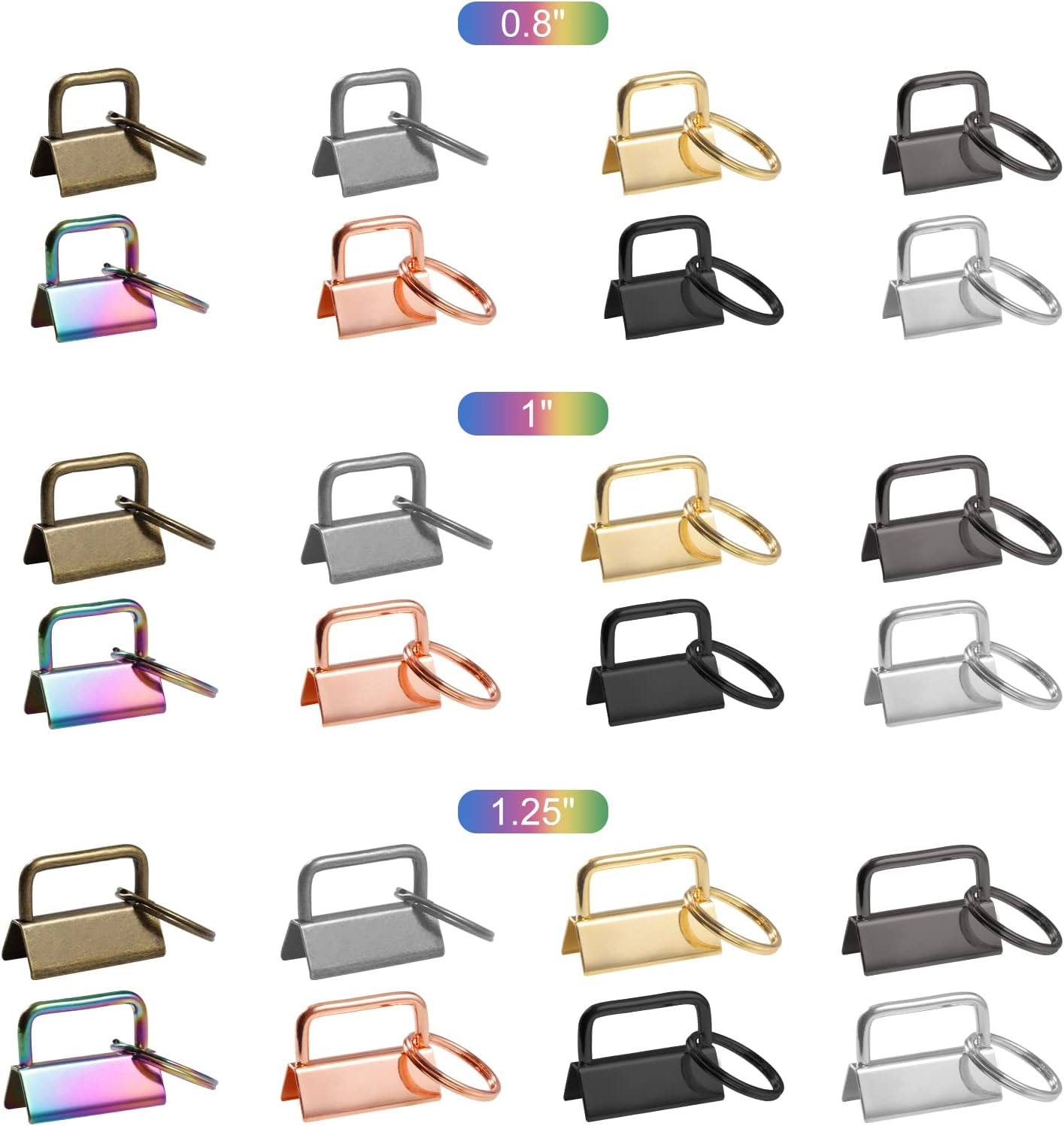 Key Fob Hardware Set 8 Colors Keychain Fob Hardware Kit for Wristlet Keychain, Key Lanyard and Key Chain Making image number 2