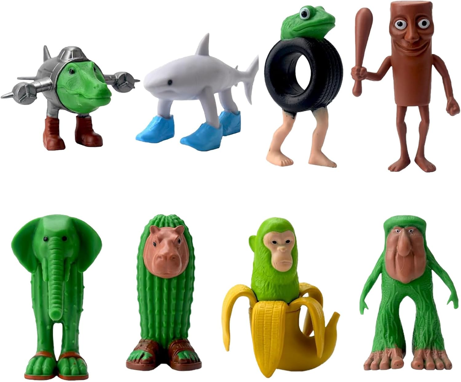 Italian Brainrot Figures Set, 8 Pieces Tralalero Meme Figures, Funny 3D Printed Collectible Figures, Shark, Monkey & More, Decoration & Gift for Fans