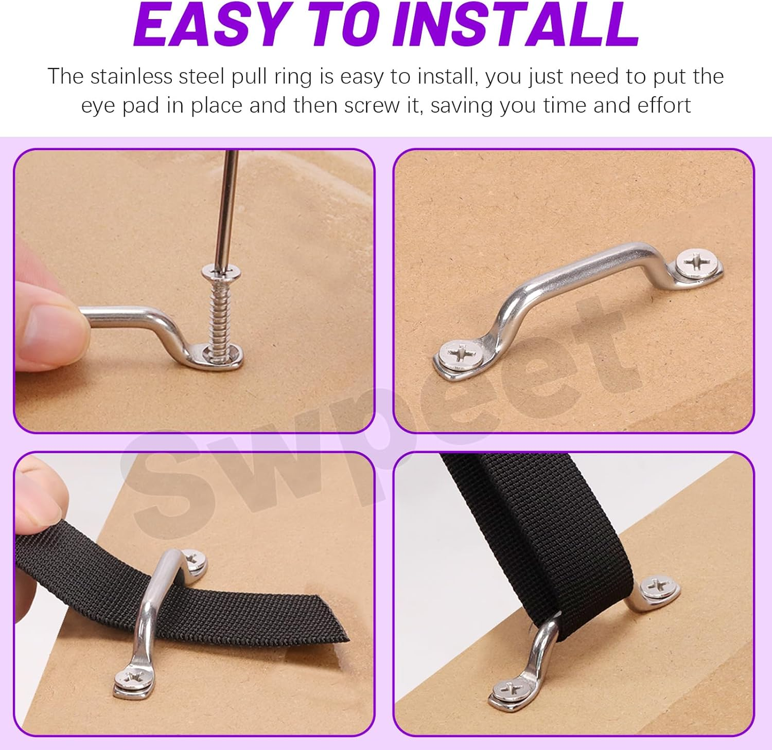 Swpeet 2 Sets 1" &times;48" Nylon Tie down Strap with Stainless Steel Cam Buckle, Ideal for Truck, Trailer, Watercraft Cargo image number 6