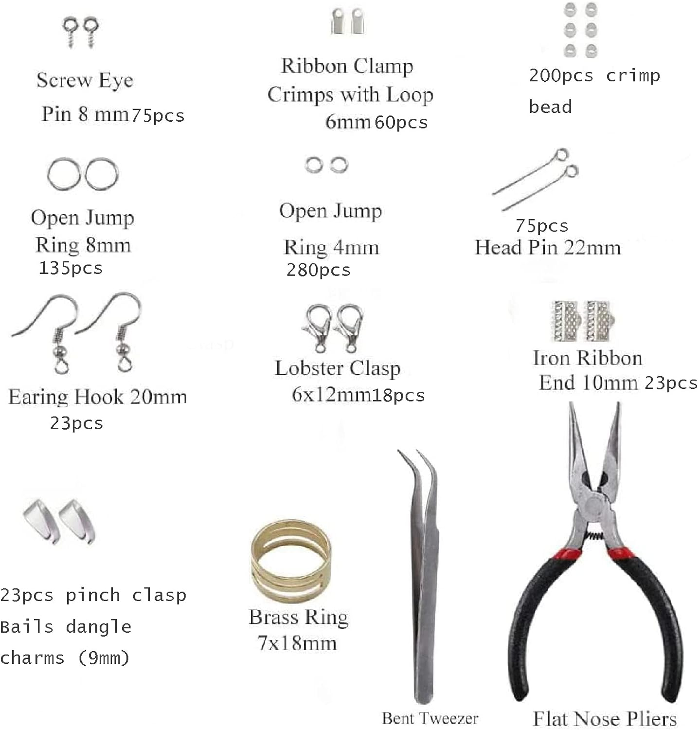 Jewelry Making and Repair Tools Kit, Bracelets Necklaces Accessories, Earring Making Kit, Craft Supplies with Pliers, Jewelry Findings Starter Kit (Silver) image number 6